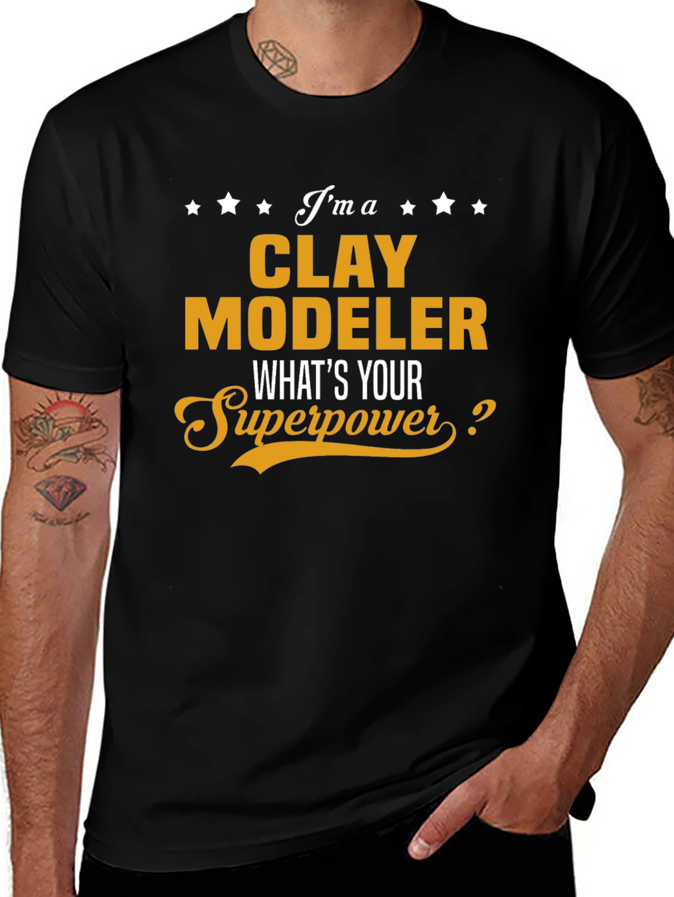 Variant 27 of Clay Modeler Superpower T-Shirt - Black Novelty Tee