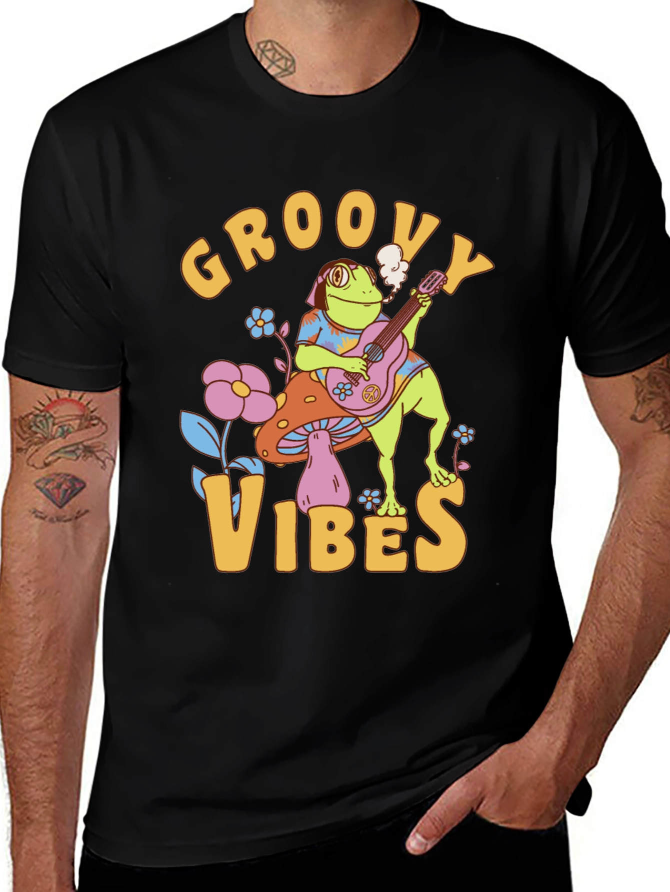 Variant 13 of Groovy Vibes Frog T-Shirt - Retro Design