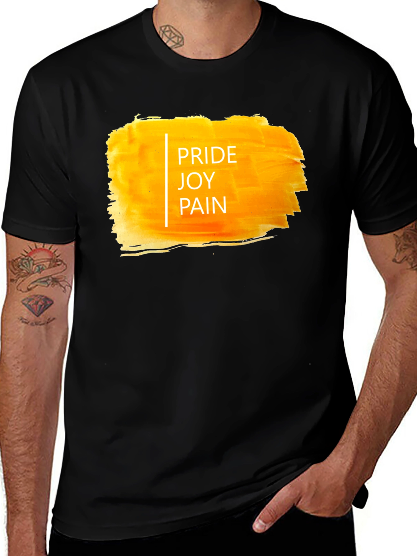 Variant 25 of Pride Joy Pain Graphic Tee - Black Cotton T-Shirt