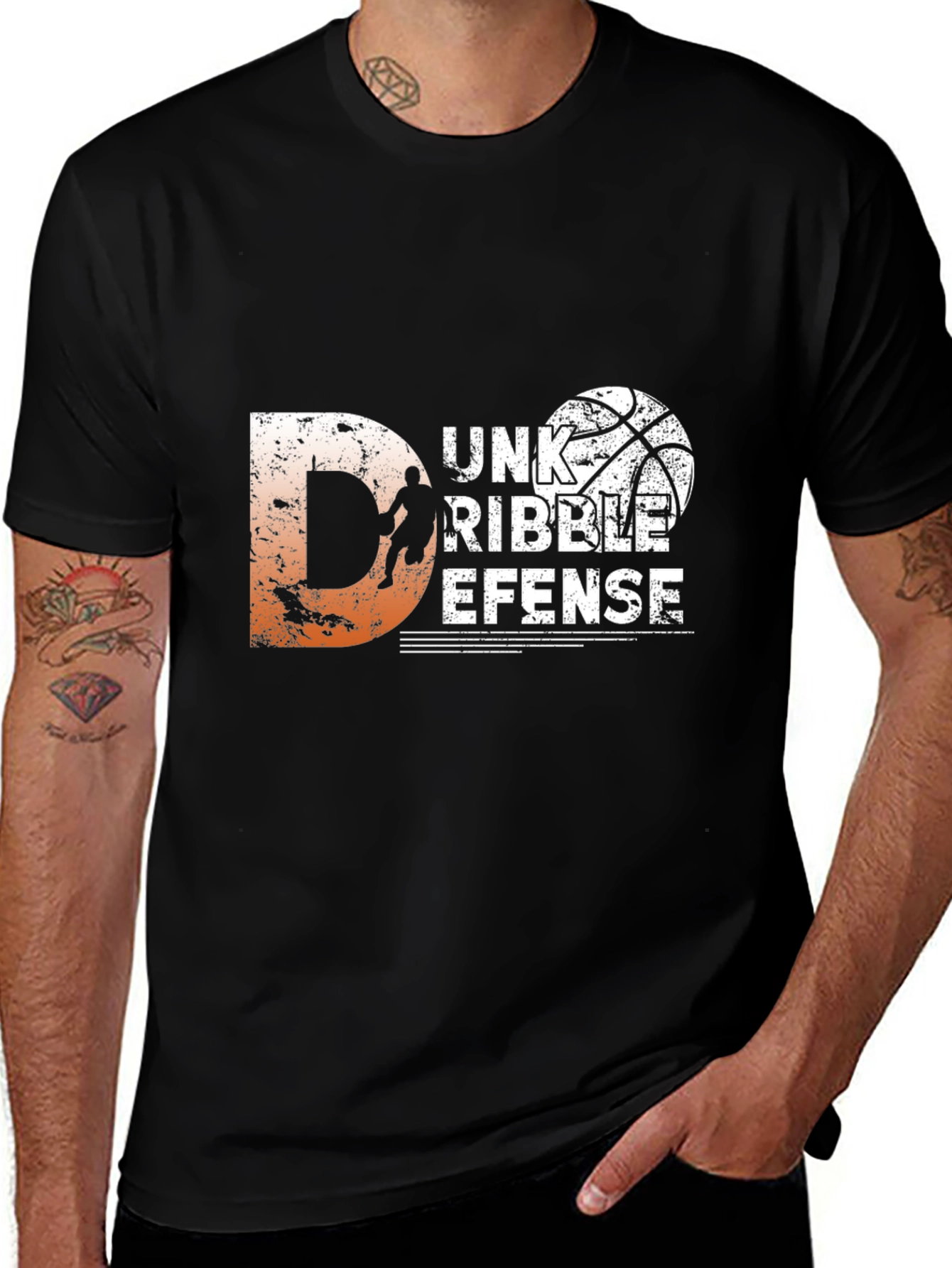 Variant 5 of Basketball Graphic Tee - Dunk Dribble Defense