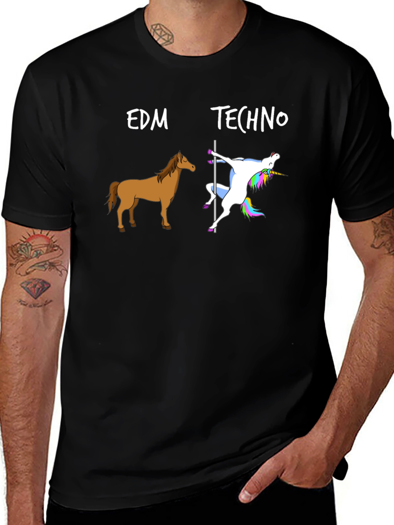 Variant 7 of EDM Techno Horse & Unicorn Graphic T-Shirt