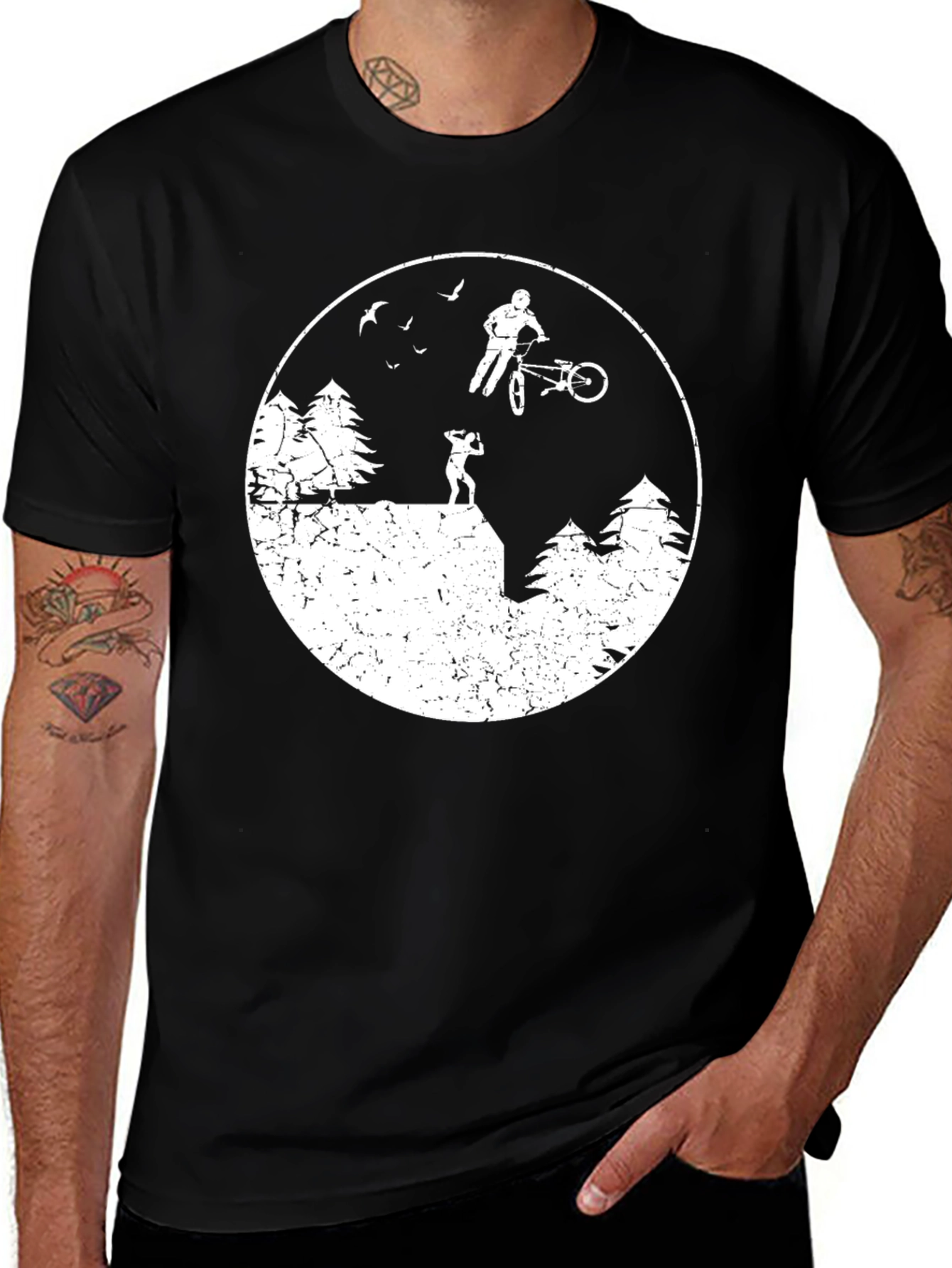 Variant 22 of Mountain Biker Graphic T-Shirt - Black