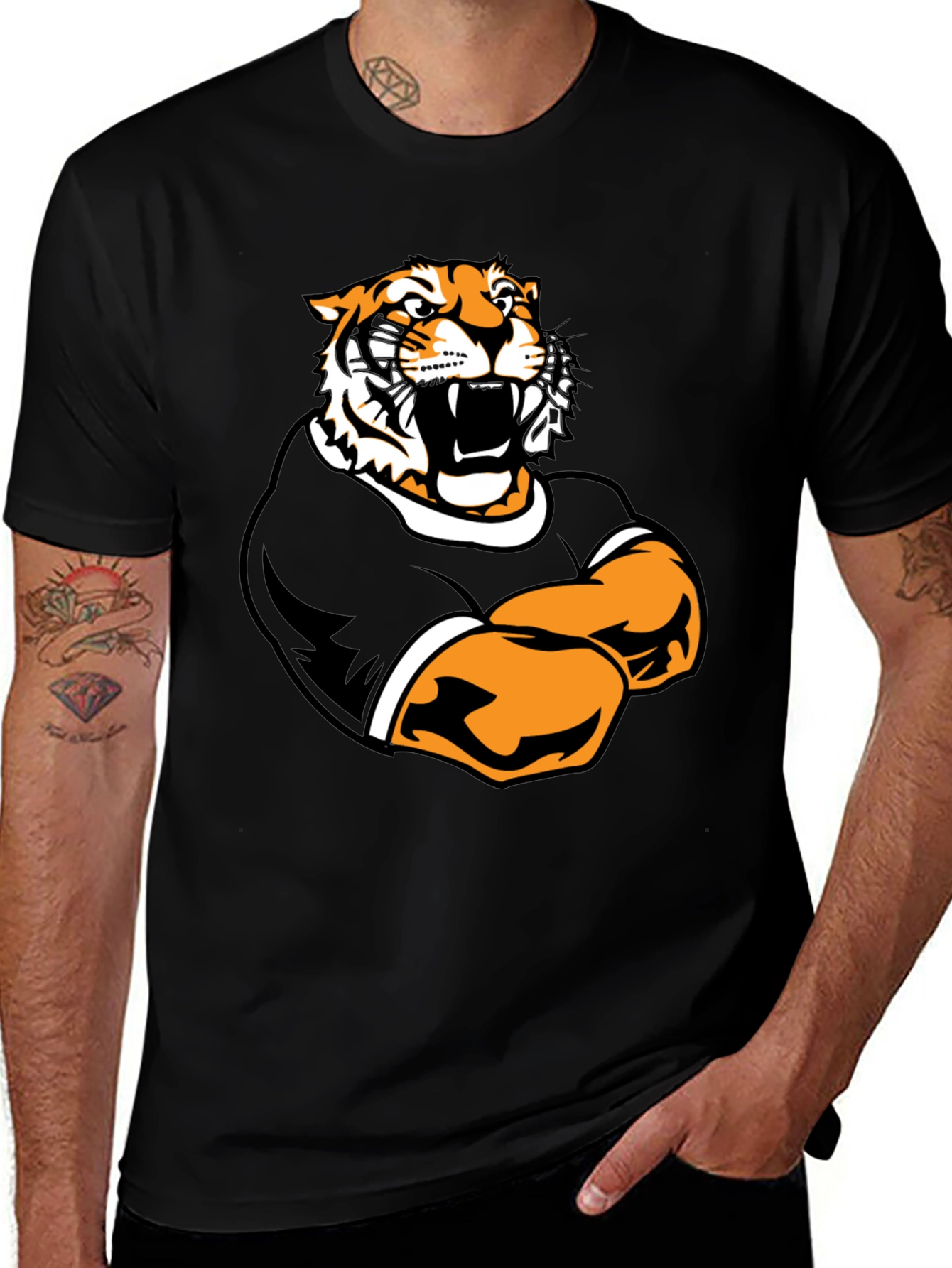 Variant 12 of Tiger Graphic Black T-Shirt - Bold Animal Tee