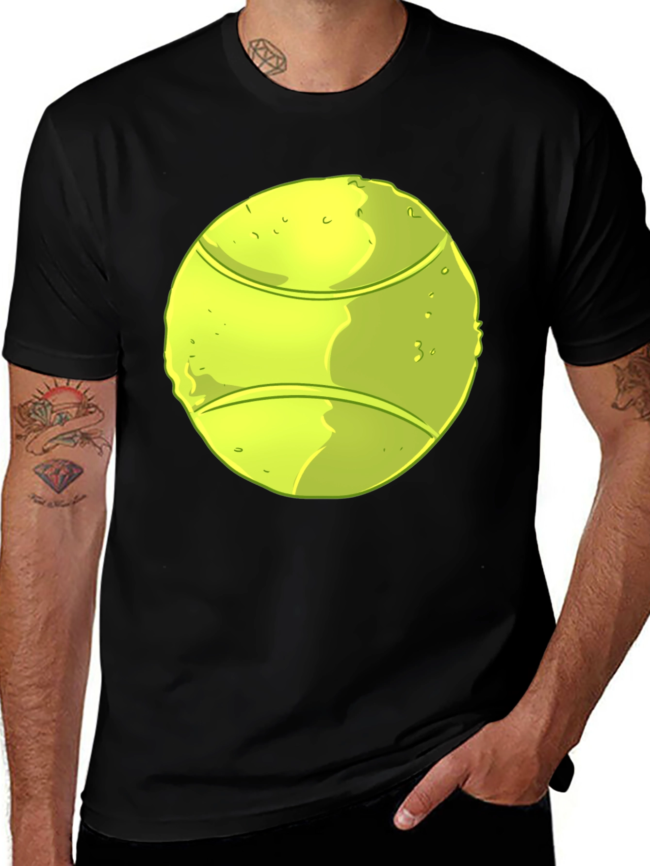 Variant 15 of Tennis Ball Graphic Black T-Shirt