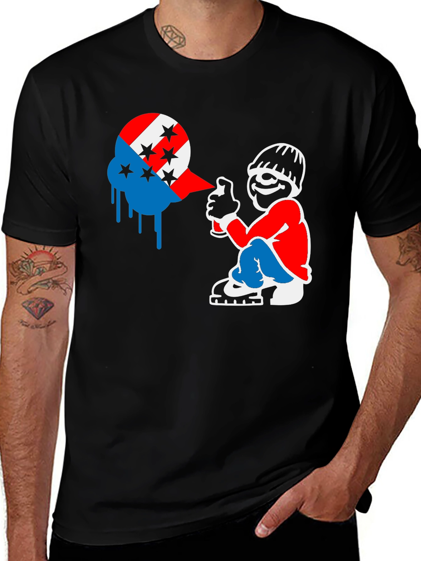 Variant 9 of Patriotic Graffiti Artist Men's Black T-Shirt