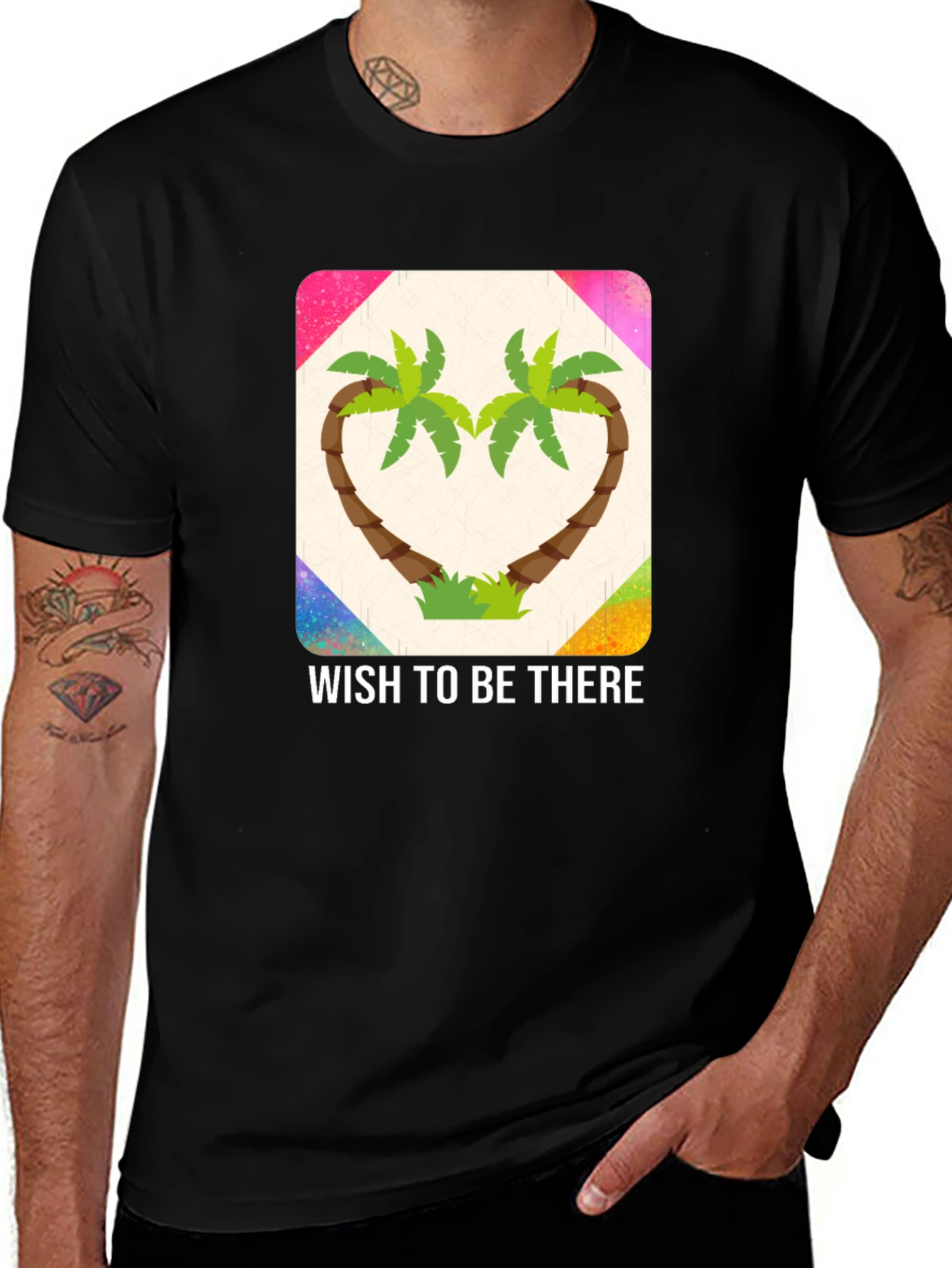 Variant 17 of Wish to Be There Palm Tree Heart Graphic Tee