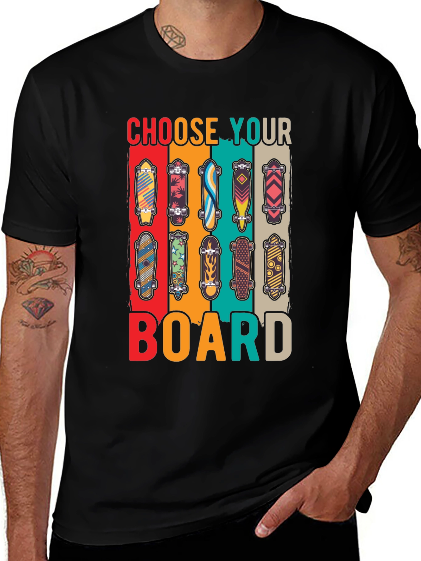 Variant 17 of Choose Your Board T-Shirt - Skateboard Lover Tee