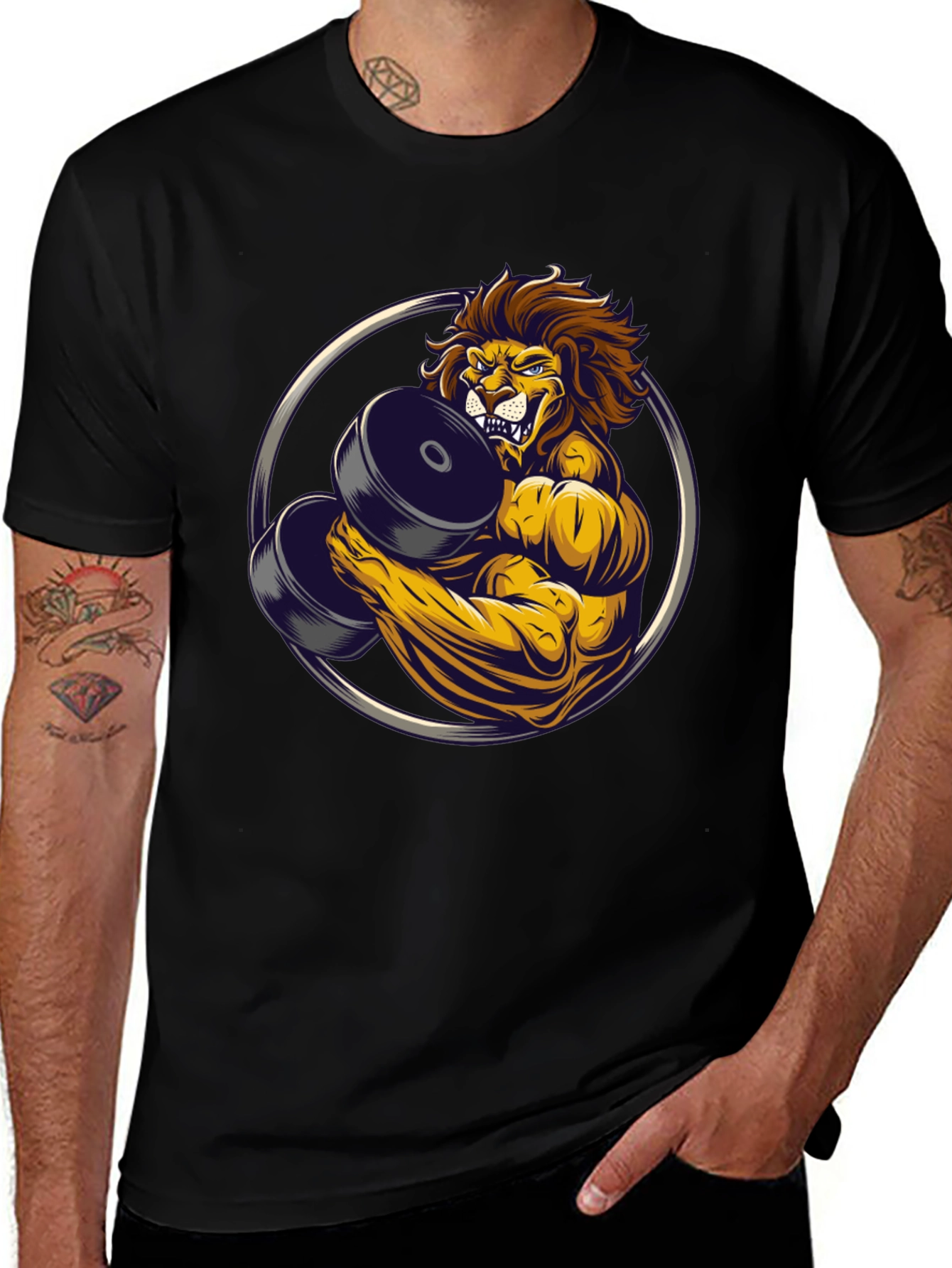 Variant 10 of Lion Gym Beast Graphic Tee - Black