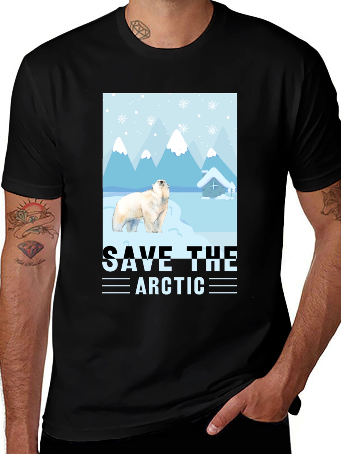 Black Save the Arctic Polar Bear Graphic T-Shirt main image