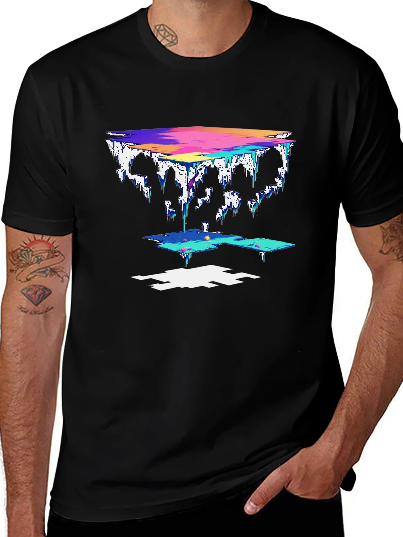 Variant 5 of Abstract Pixel Art Black T-Shirt