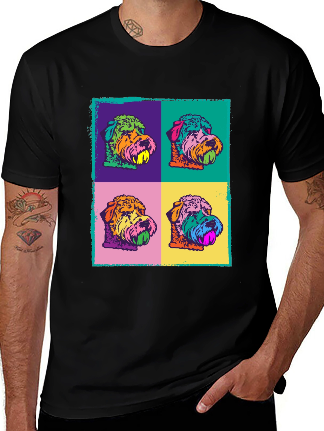 Pop Art Dog Graphic Tee - Colorful Pet Lover Shirt