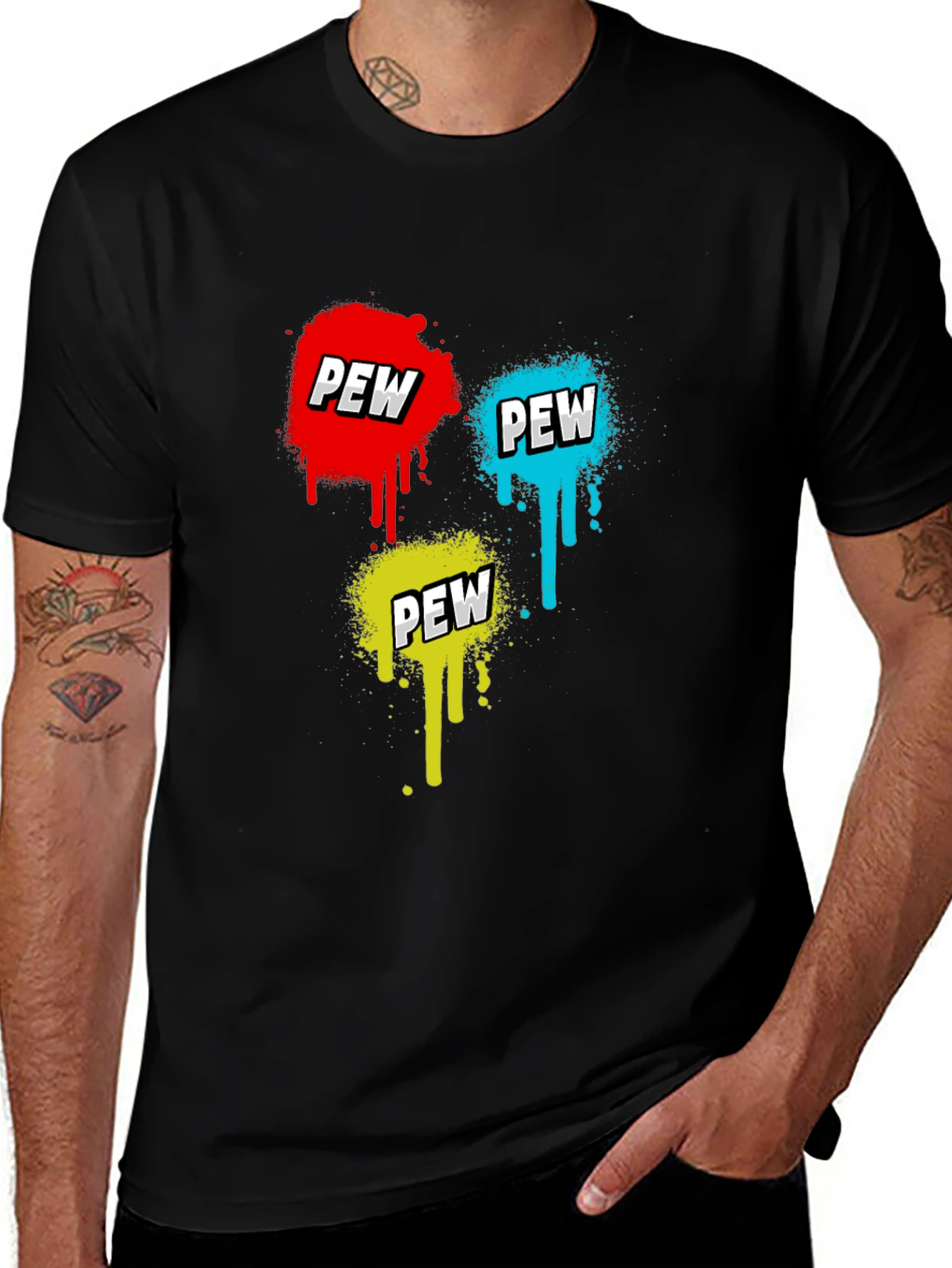 Pew Spray Paint Graphic Black T-Shirt