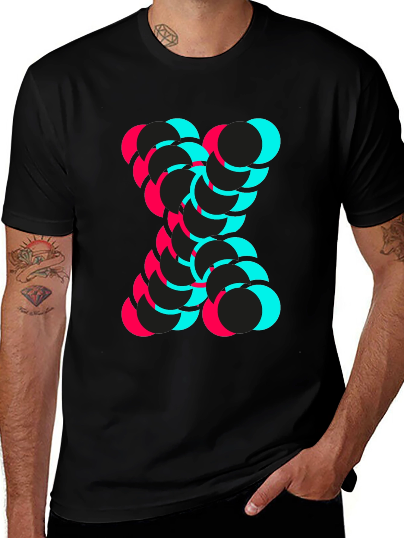 Variant 11 of Abstract Circle Design Black T-Shirt