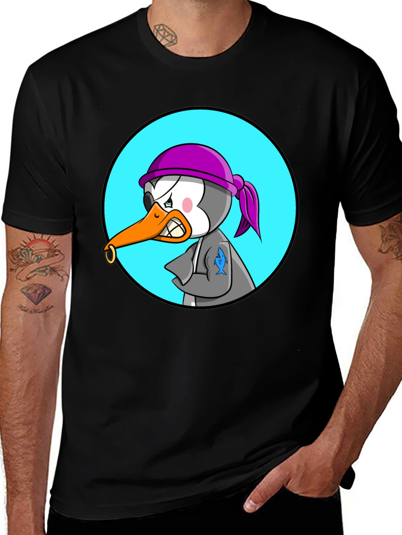 Variant 2 of Gangster Duck Graphic Tee - Quirky Cartoon T-Shirt