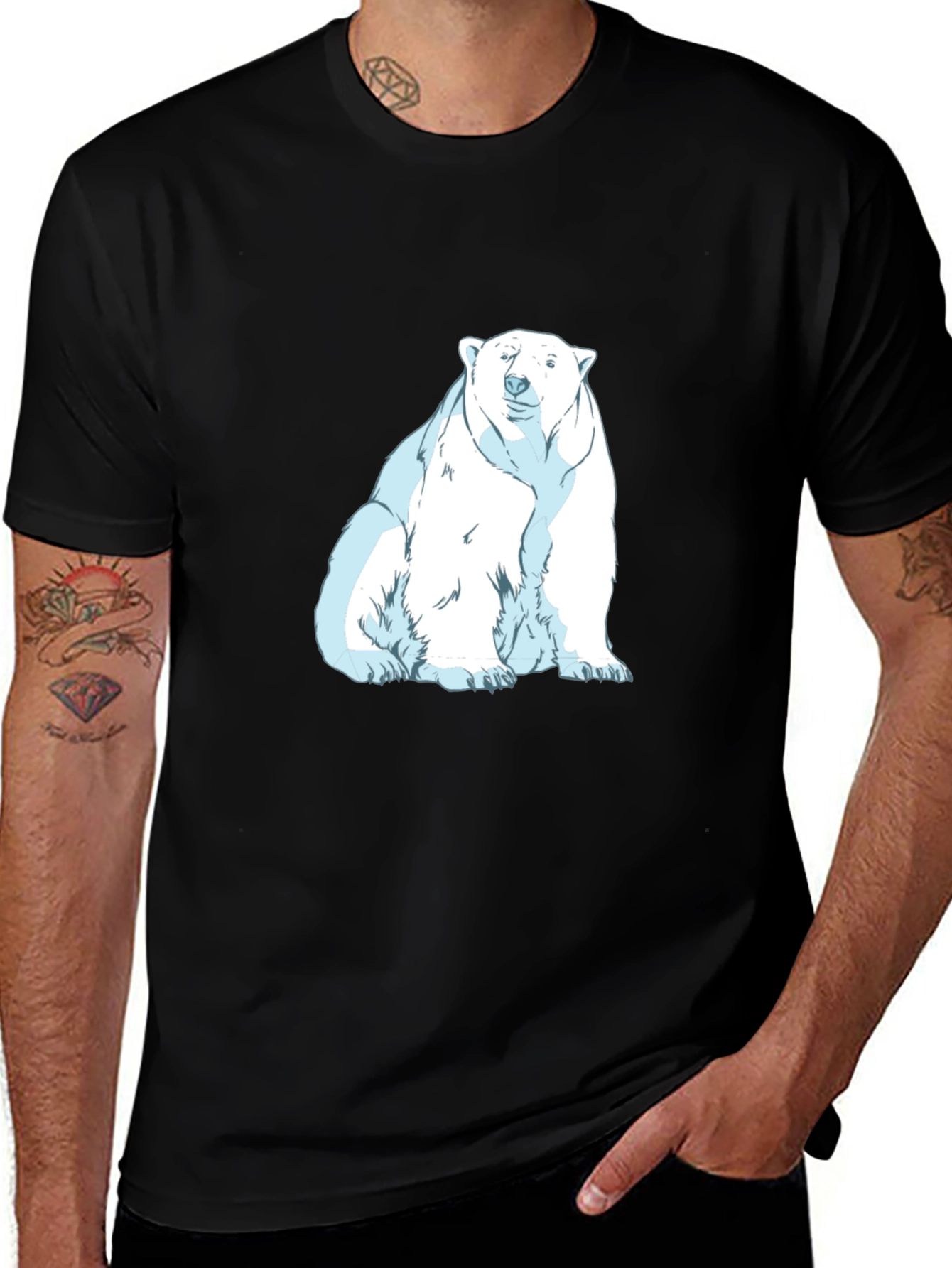 Variant 30 of Polar Bear Graphic Tee - Men's Black T-Shirt