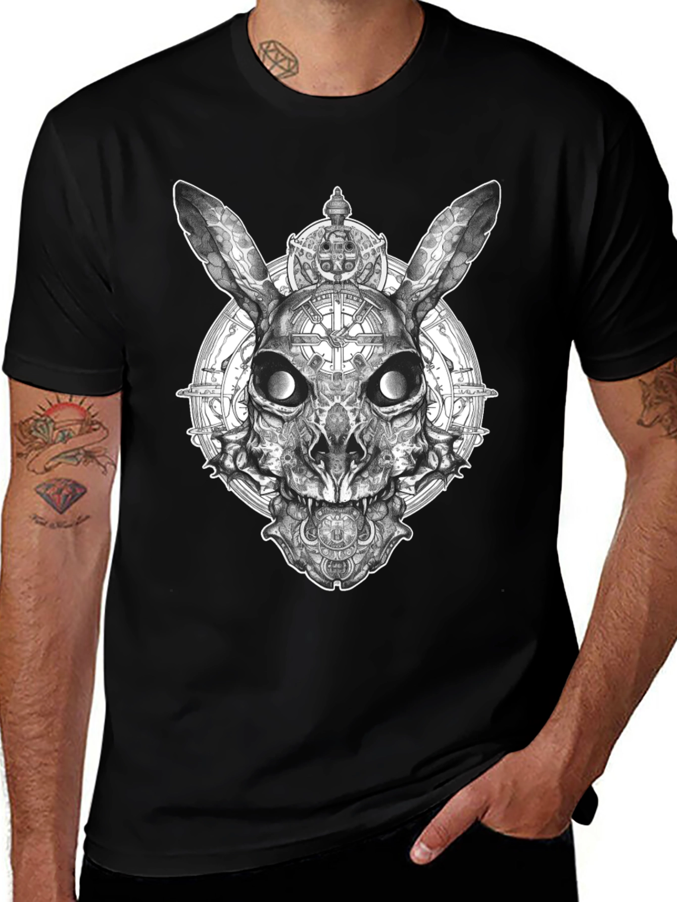 Variant 20 of Skull Rabbit Graphic Tee - Dark Humor Style