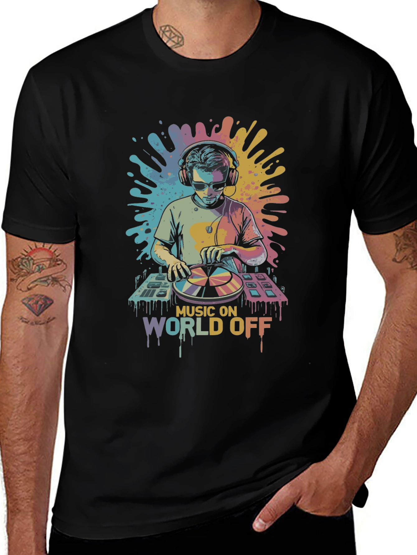 Music On World Off DJ Graphic Tee