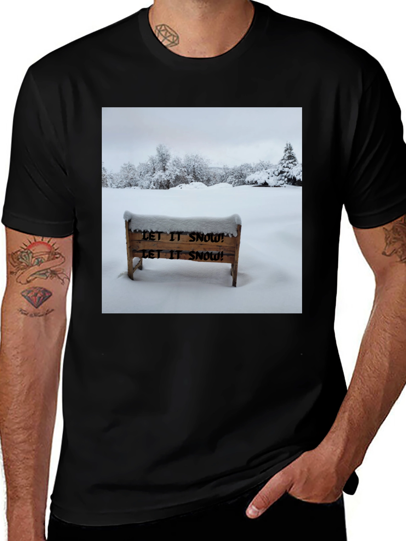Variant 4 of Let It Snow T-Shirt - Winter Landscape