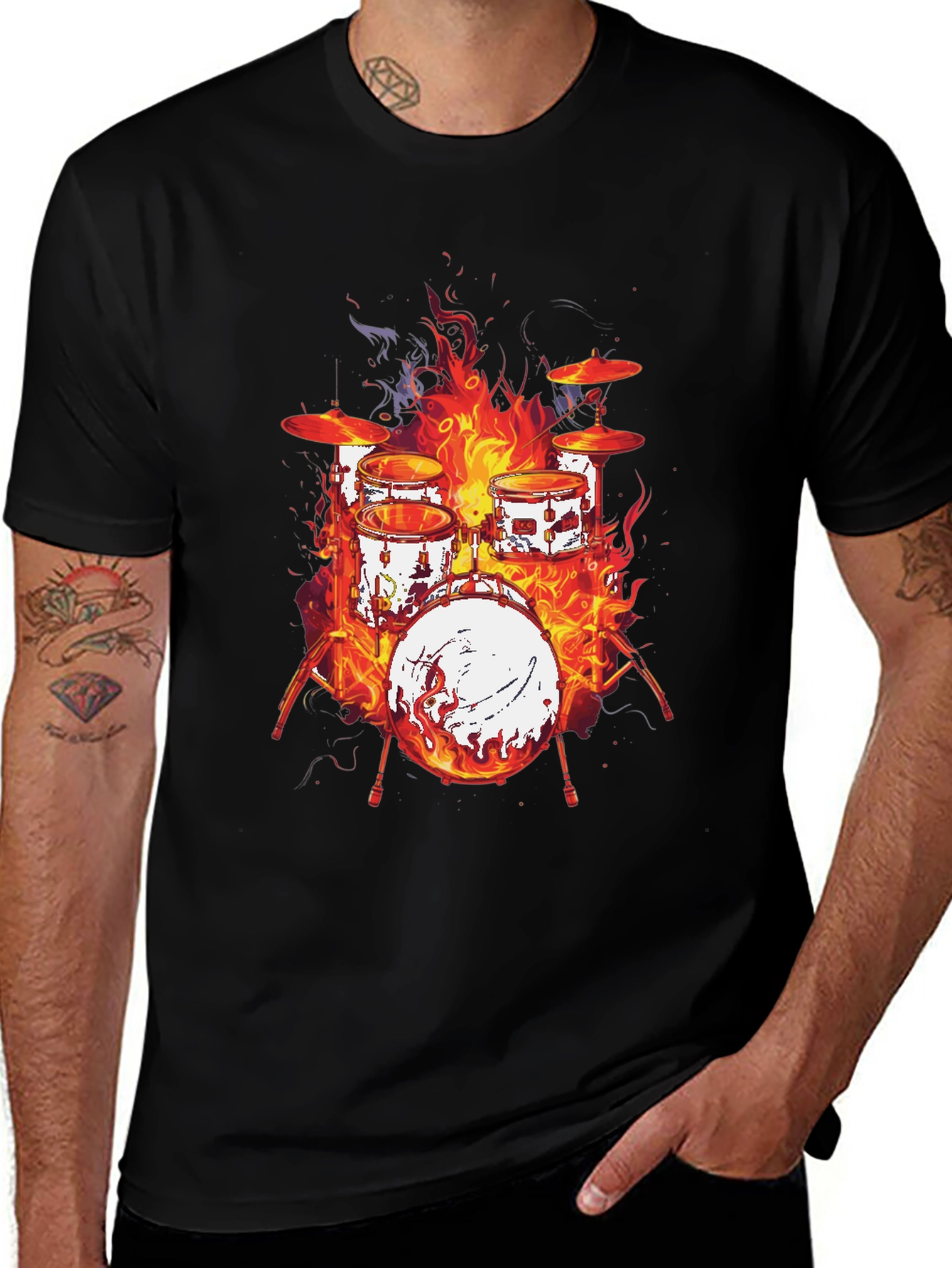 Variant 7 of Fiery Drum Set Graphic Tee