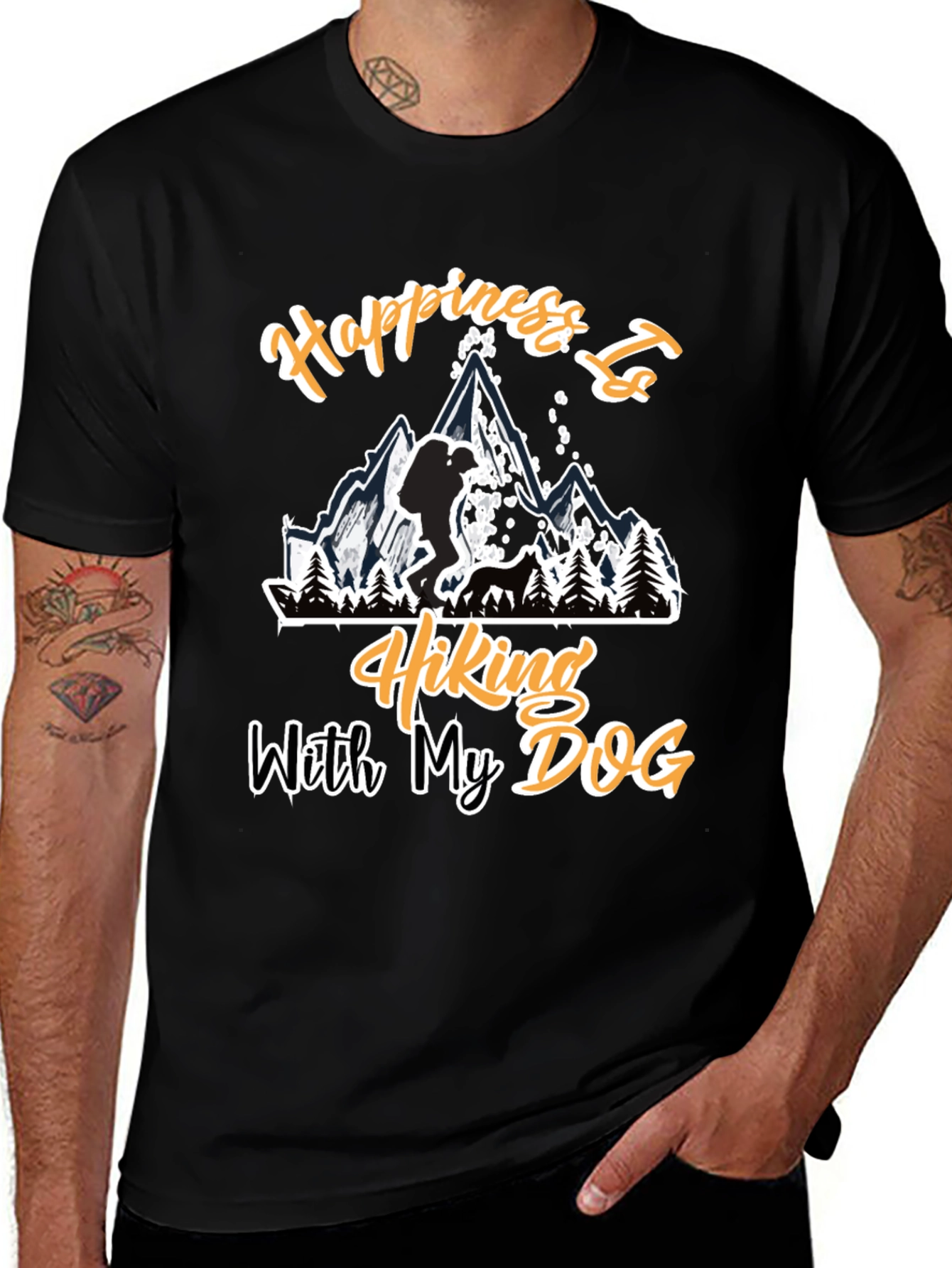 Variant 7 of Hiking with My Dog Black T-Shirt