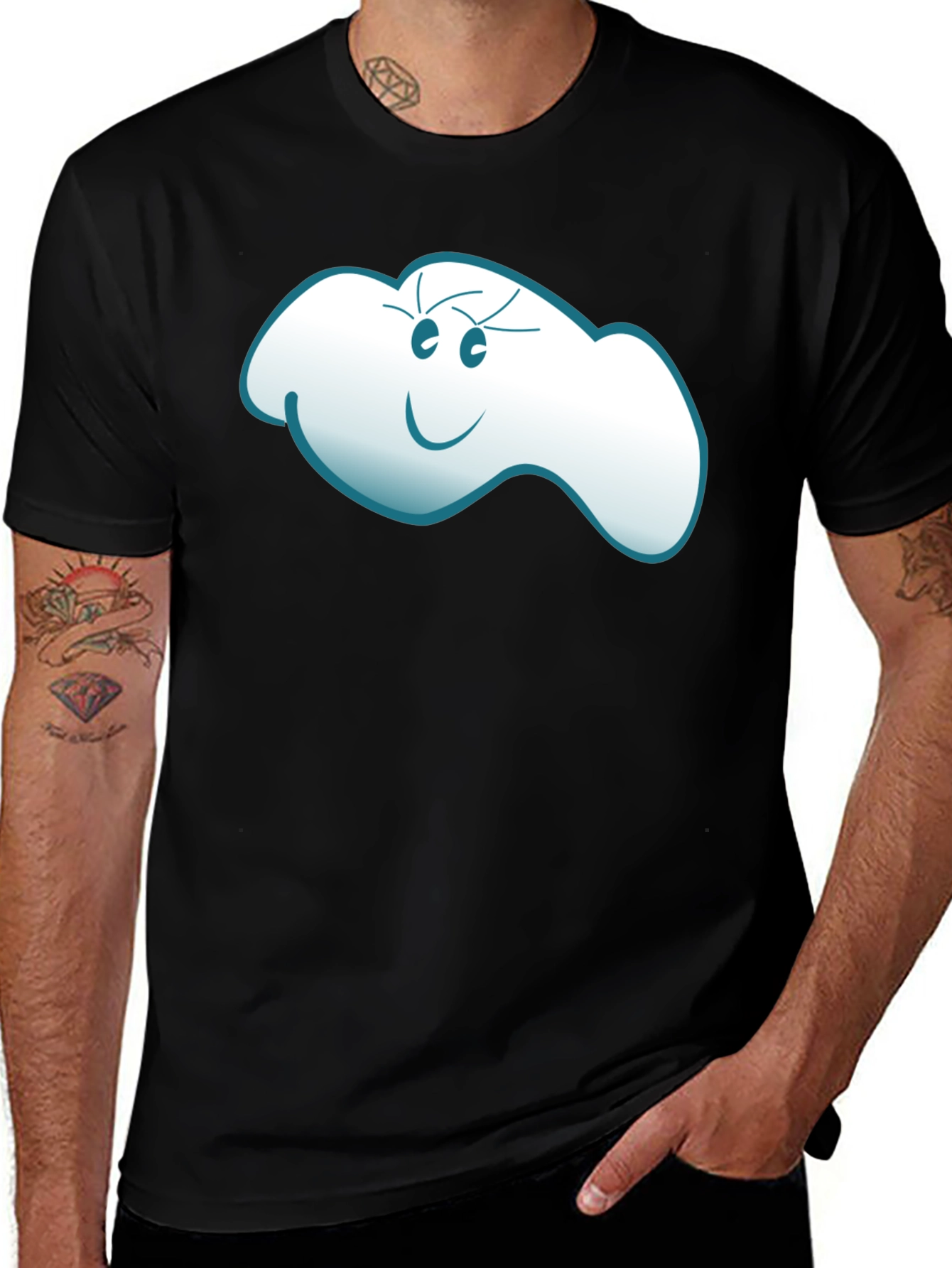 Variant 17 of Smiling Cloud Graphic Tee - Unisex Black T-Shirt