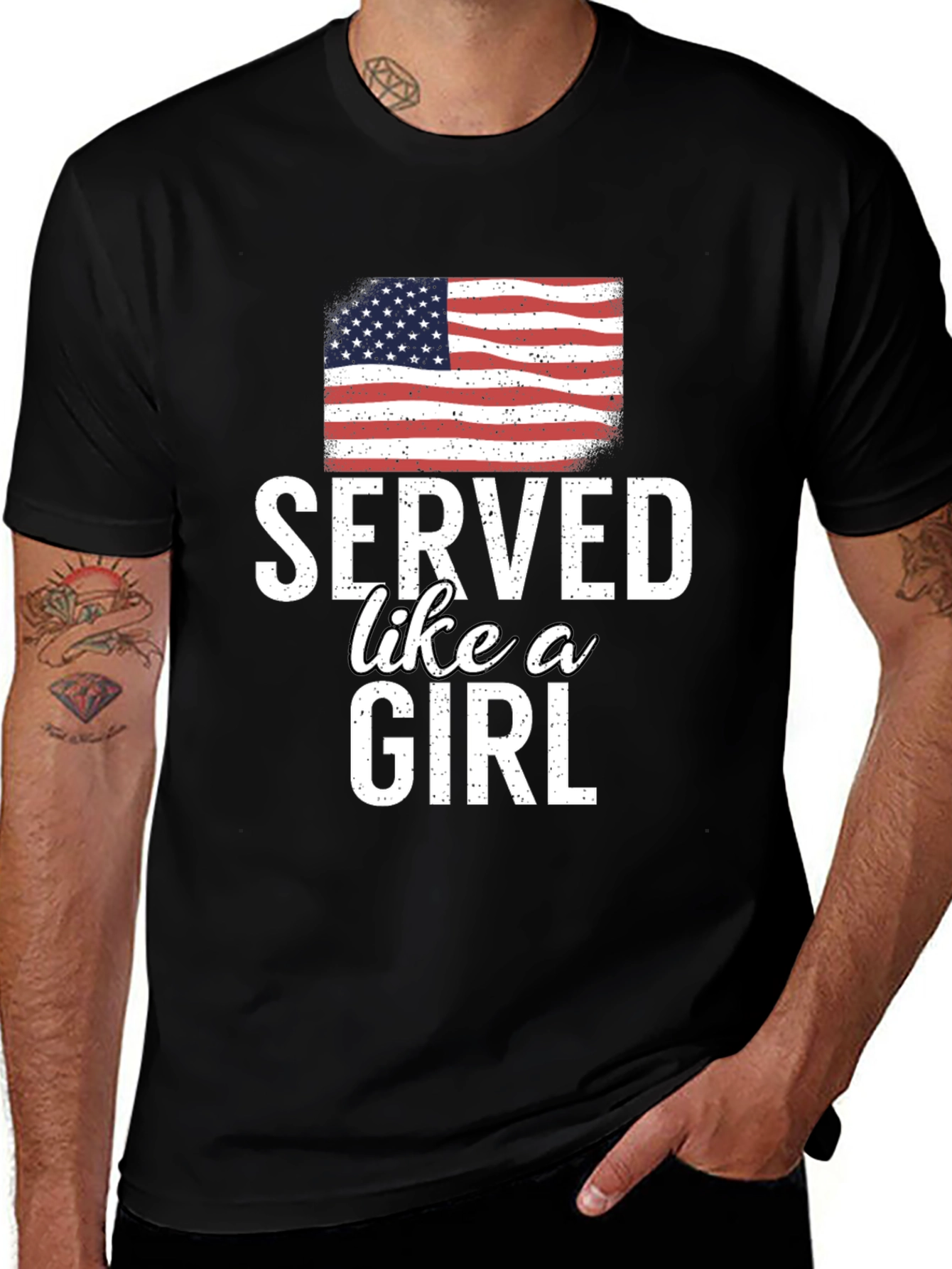 Variant 17 of Served Like a Girl USA Flag Graphic Tee