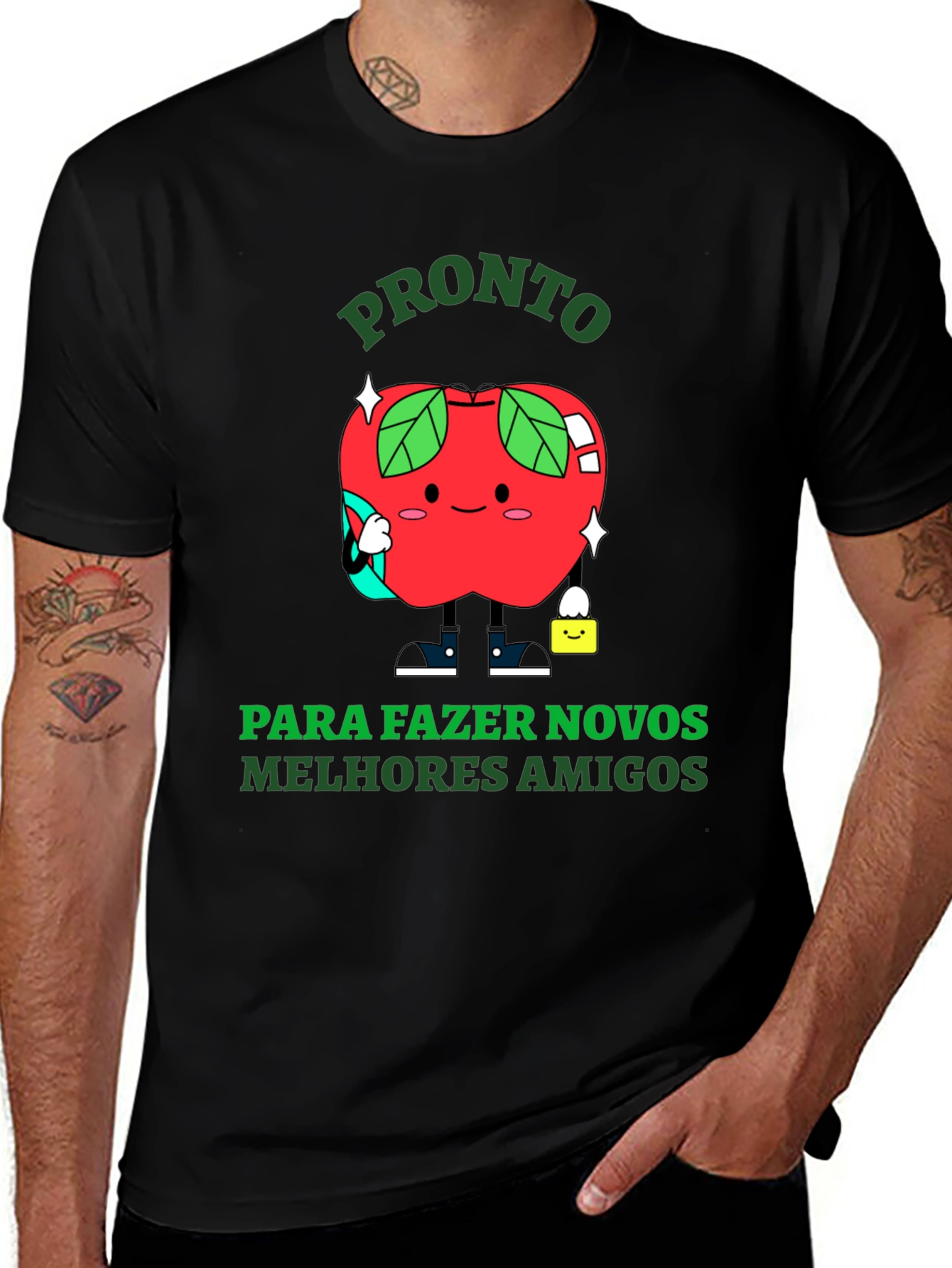 Variant 26 of Funny Apple Cartoon T-Shirt - Ready to Make Friends