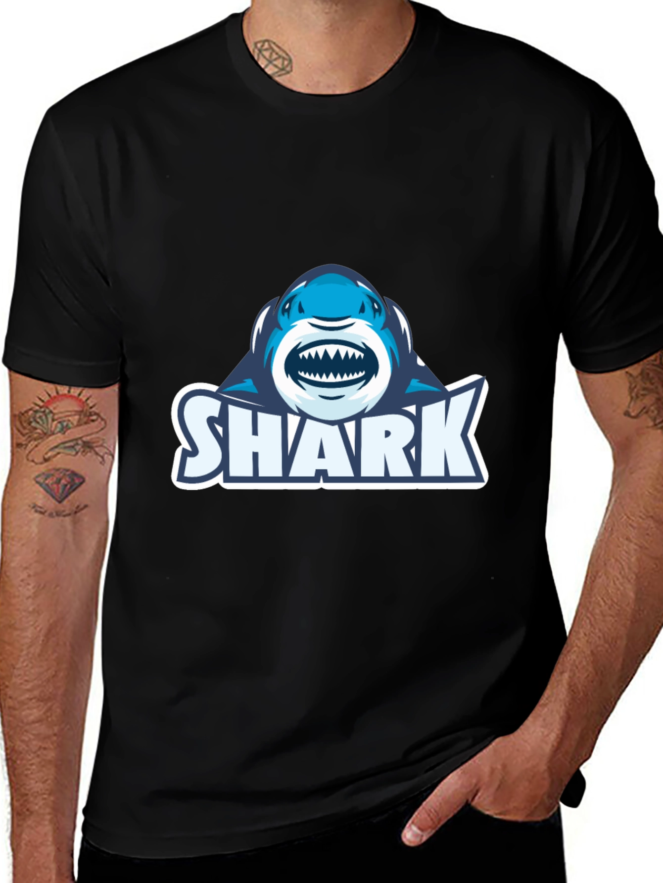 Variant 15 of Shark Graphic Tee - Black Cotton T-Shirt
