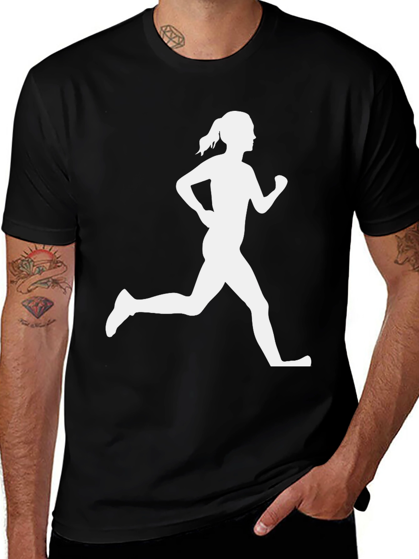 Variant 7 of Runner Silhouette Tee - Black Graphic T-Shirt