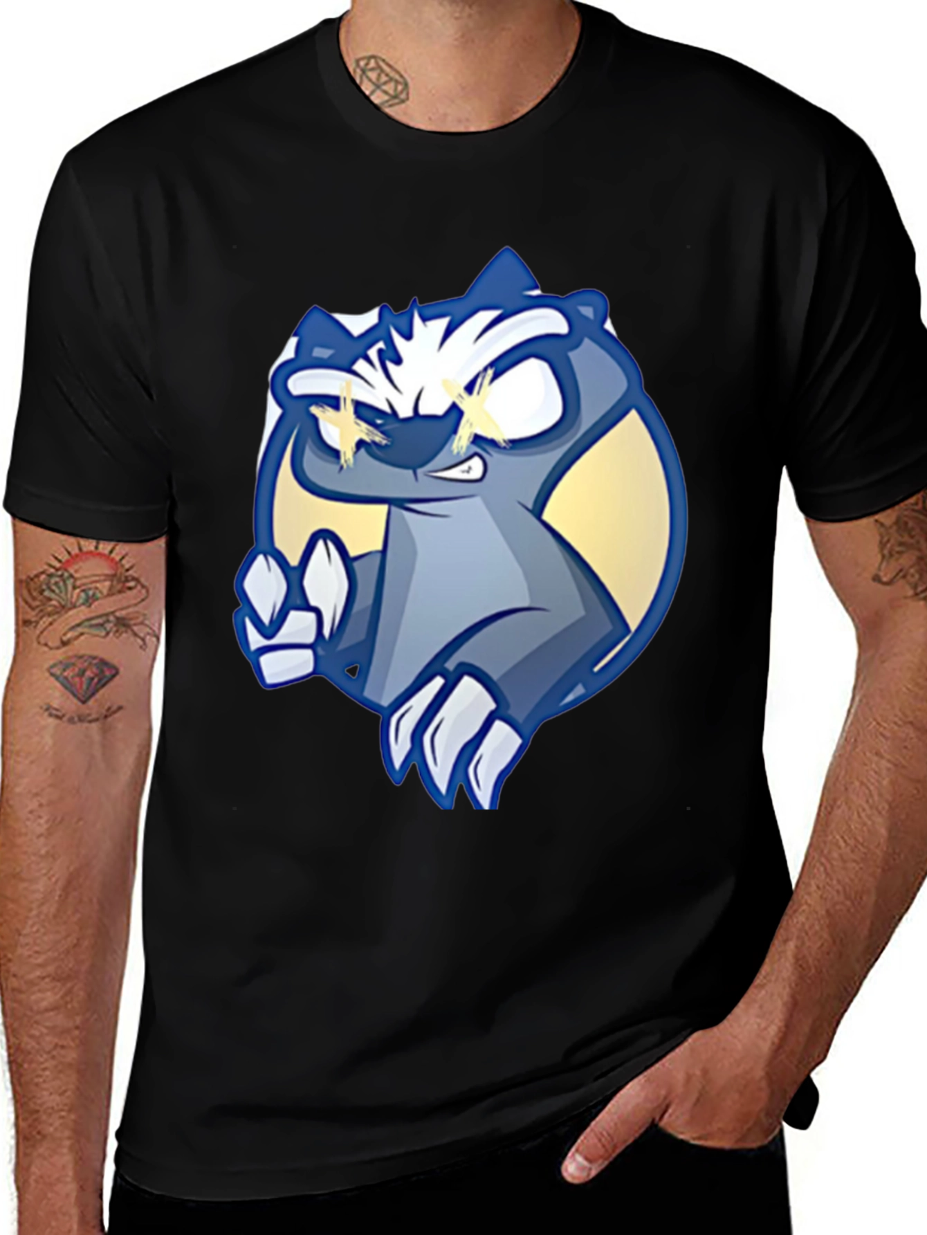 Variant 21 of Cool Cartoon Badger Graphic Black Tee