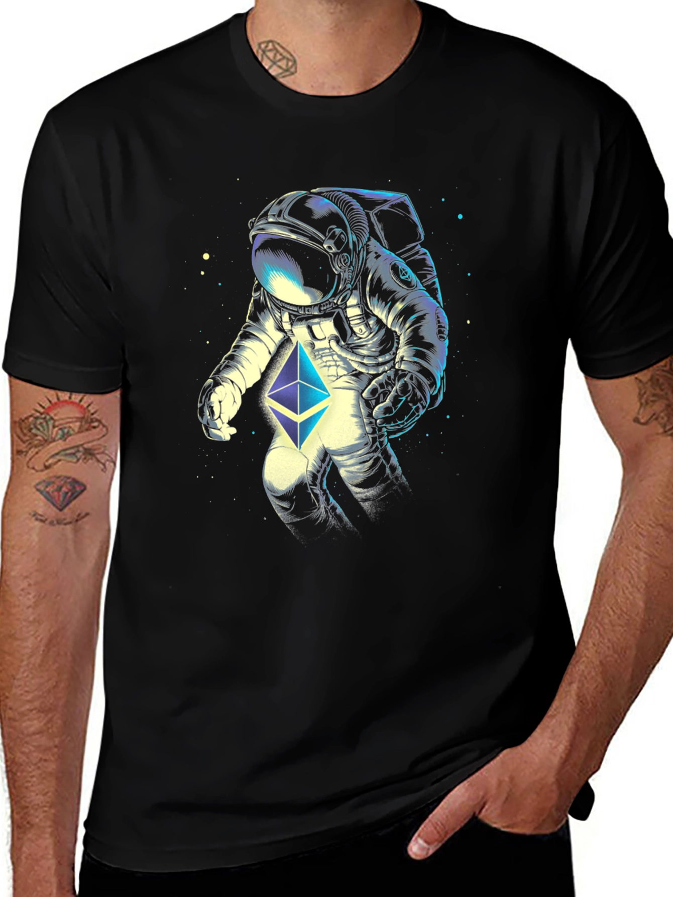 Variant 4 of Astronaut Ethereum Crypto T-Shirt