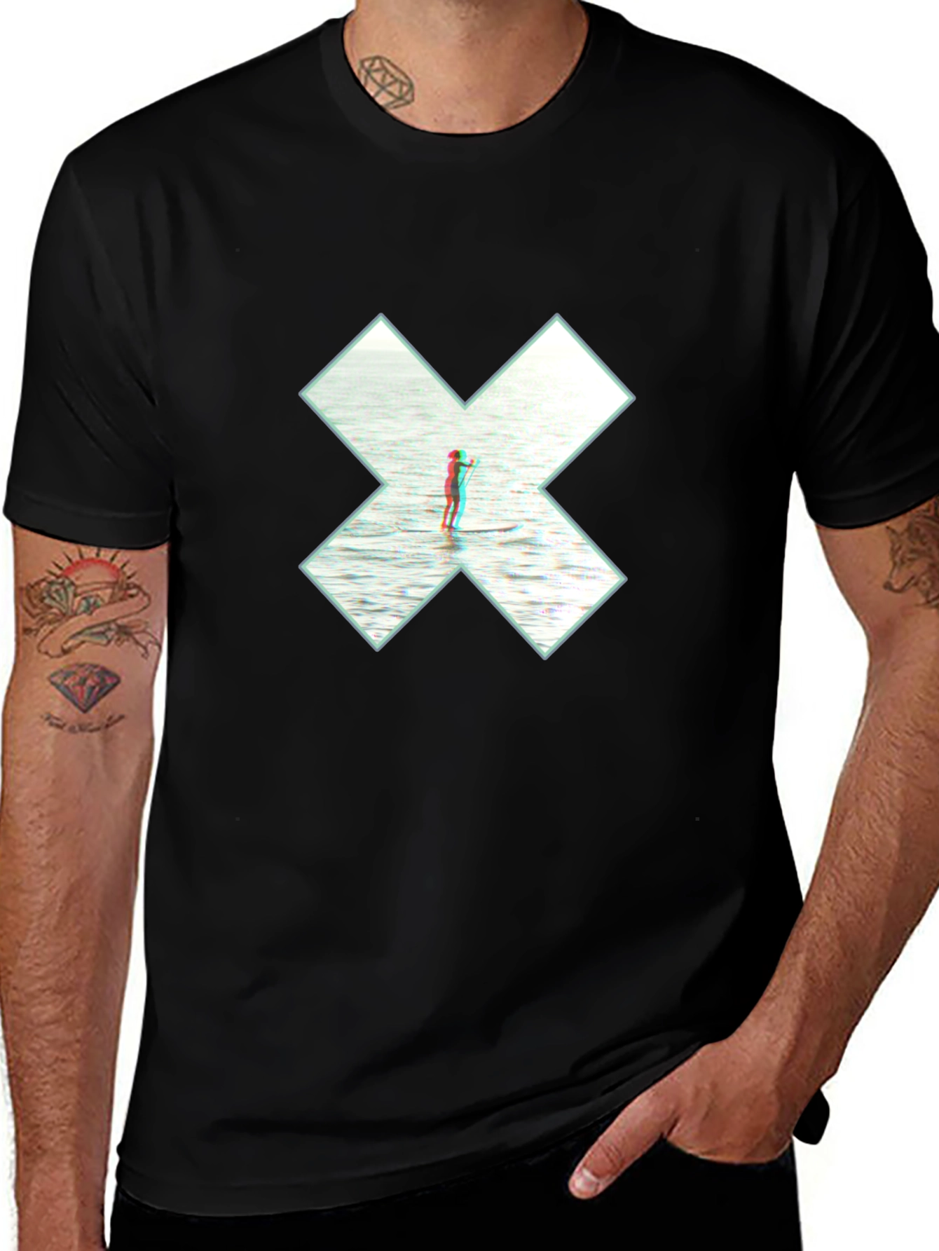 Abstract 'The XX' Graphic Black T-Shirt