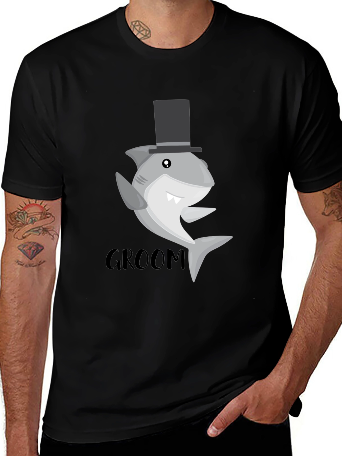 Variant 20 of Groom Shark Top Hat Graphic Tee