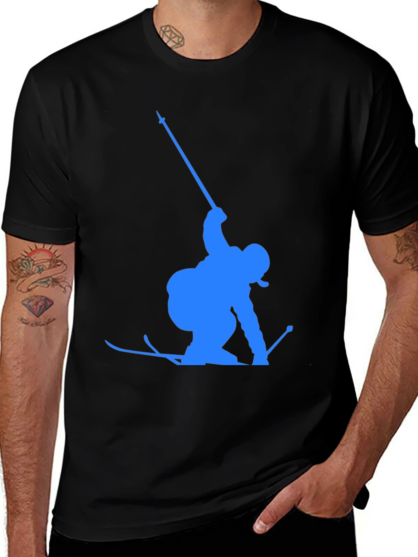Variant 11 of Skiing Silhouette Graphic Tee - Black