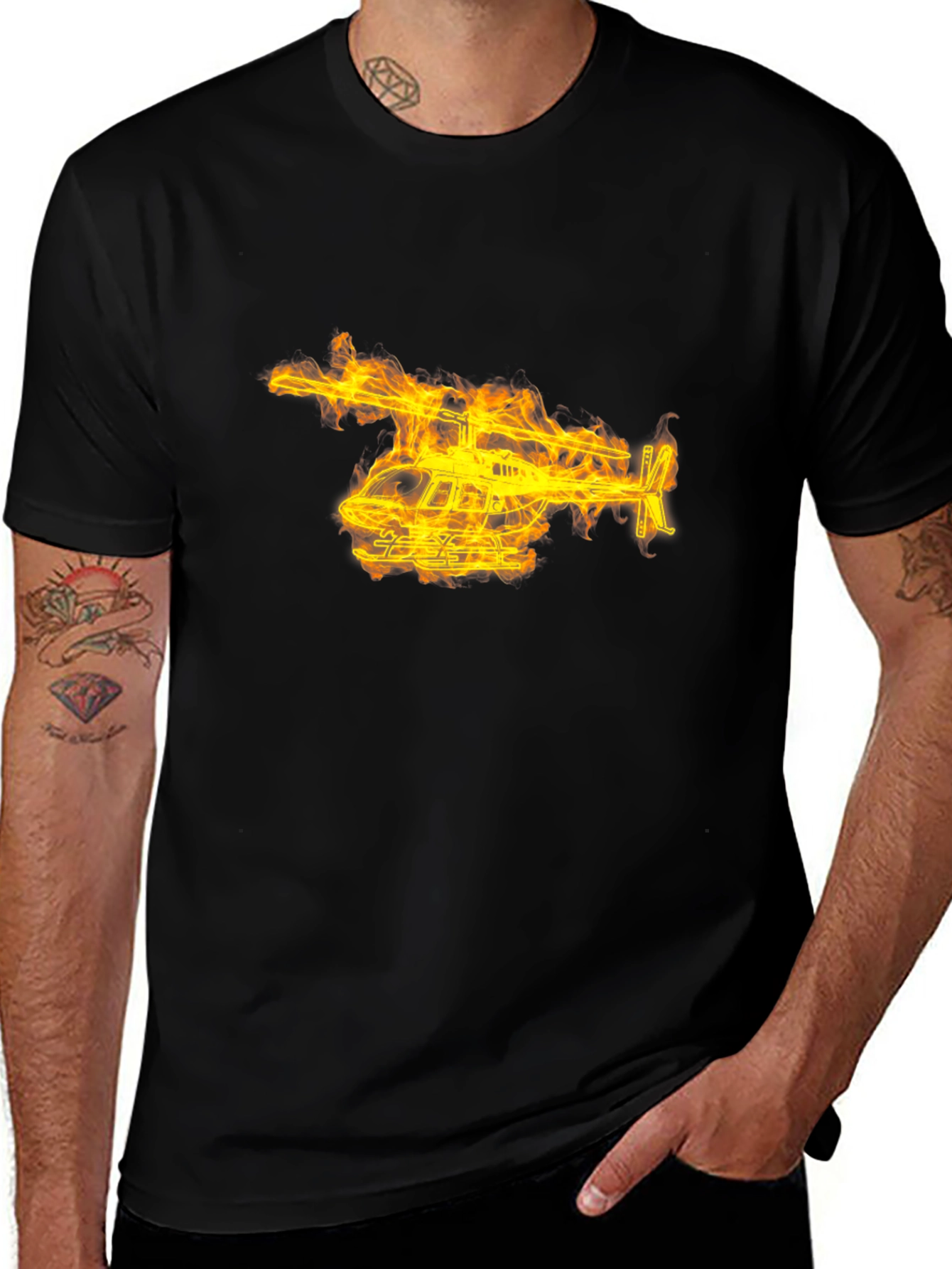 Variant 14 of Fiery Helicopter Graphic T-Shirt