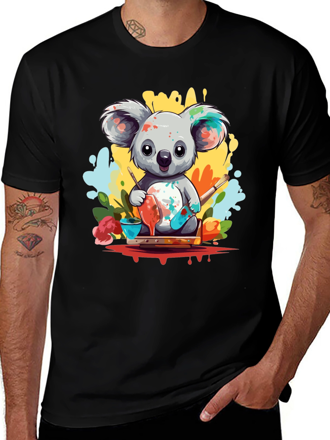 Koala Artist Graphic Tee - Cute & Colorful