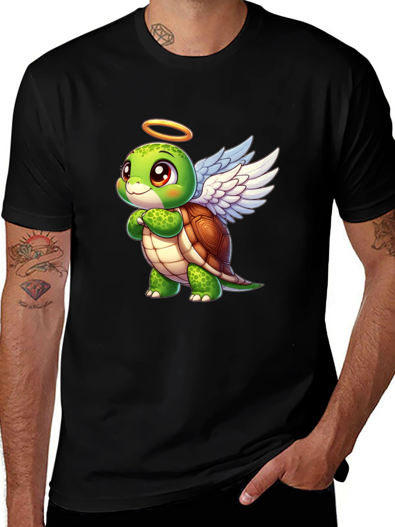 Variant 28 of Angel Turtle Graphic Tee - Cute Cartoon Design
