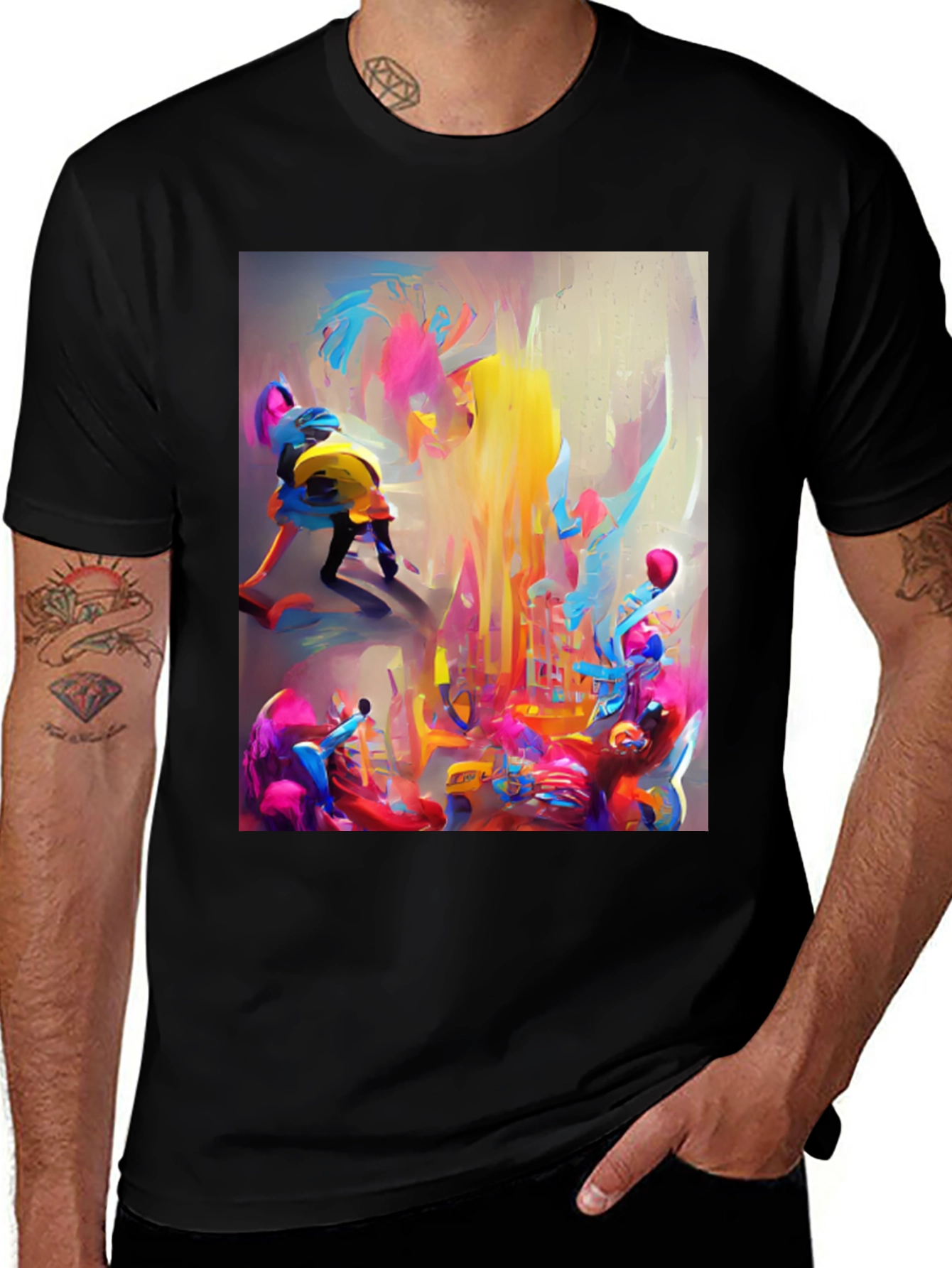 Abstract Art Graphic Tee - Modern Colorful Design