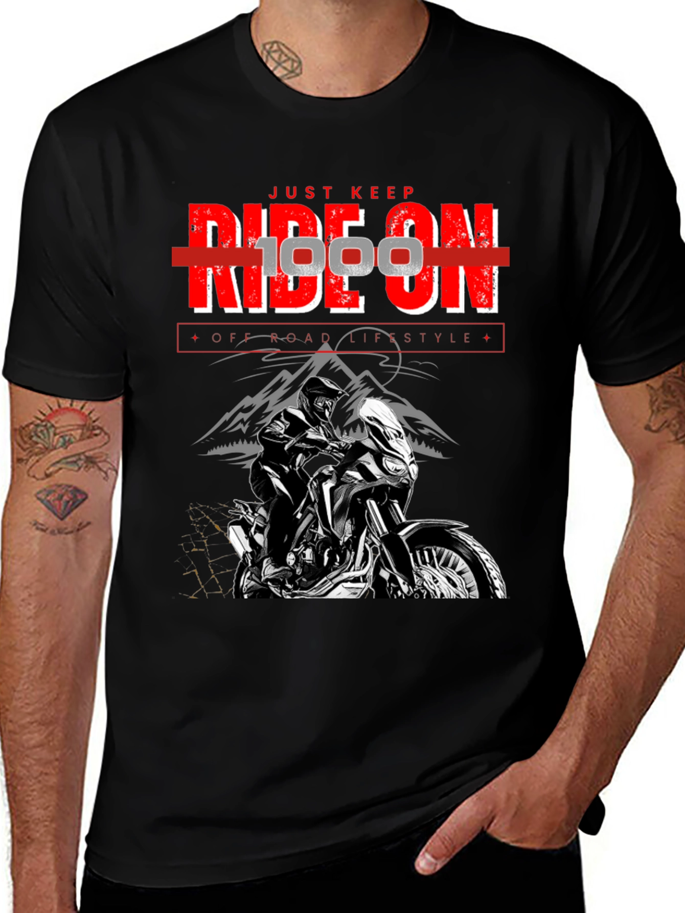 Black Ride On T-Shirt - Adventure Motorcycle Graphic Tee main image