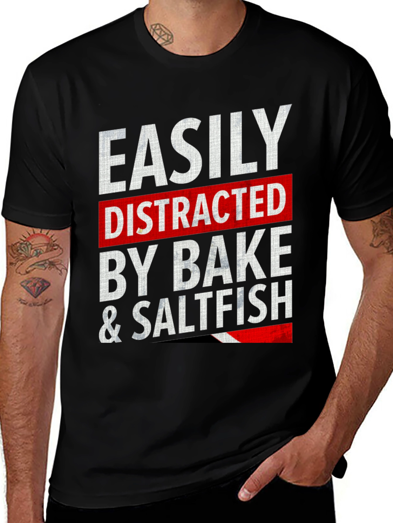 Variant 28 of Easily Distracted by Bake & Saltfish T-Shirt