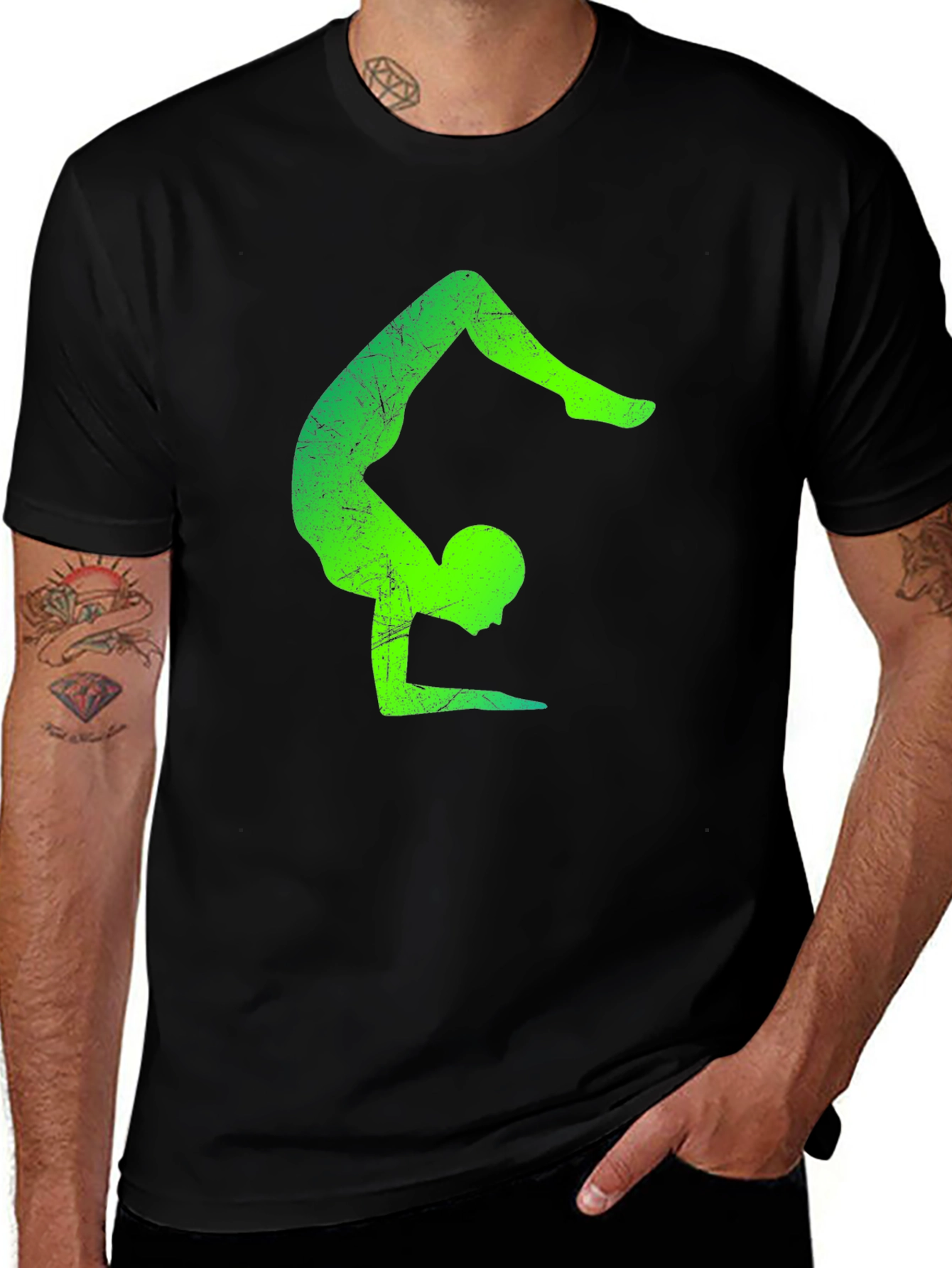 Variant 15 of Yoga Pose Graphic Tee - Black Cotton T-Shirt
