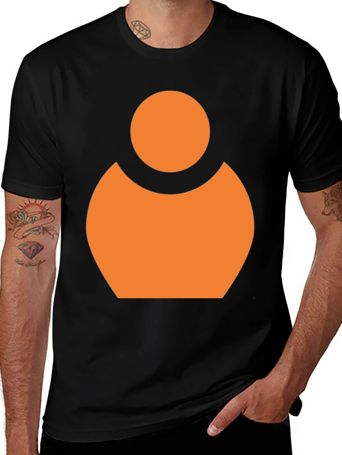 Variant 13 of Abstract Orange Person Icon Black T-Shirt