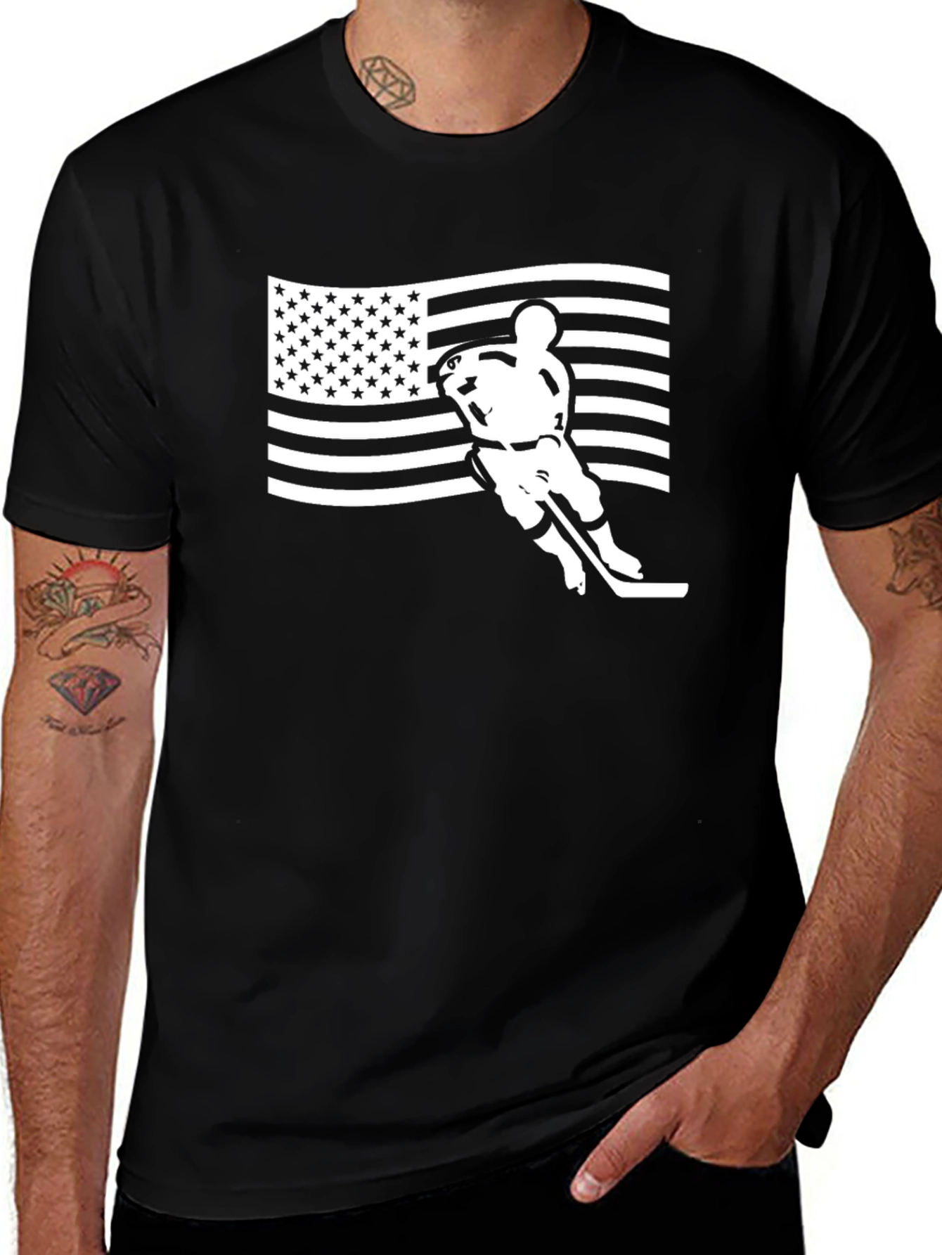 Hockey USA Flag Graphic T-Shirt