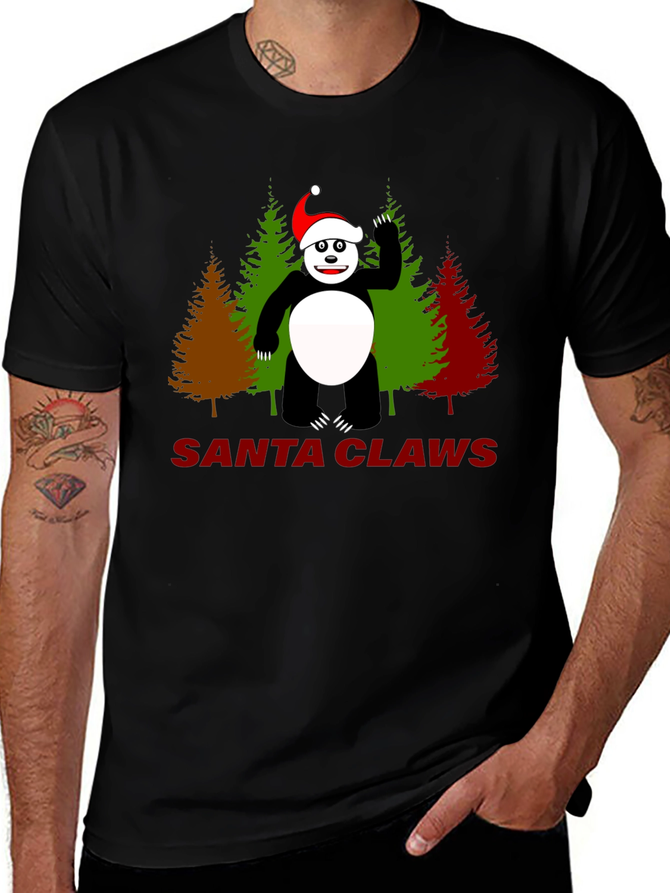 Santa Claws Panda Christmas T-Shirt