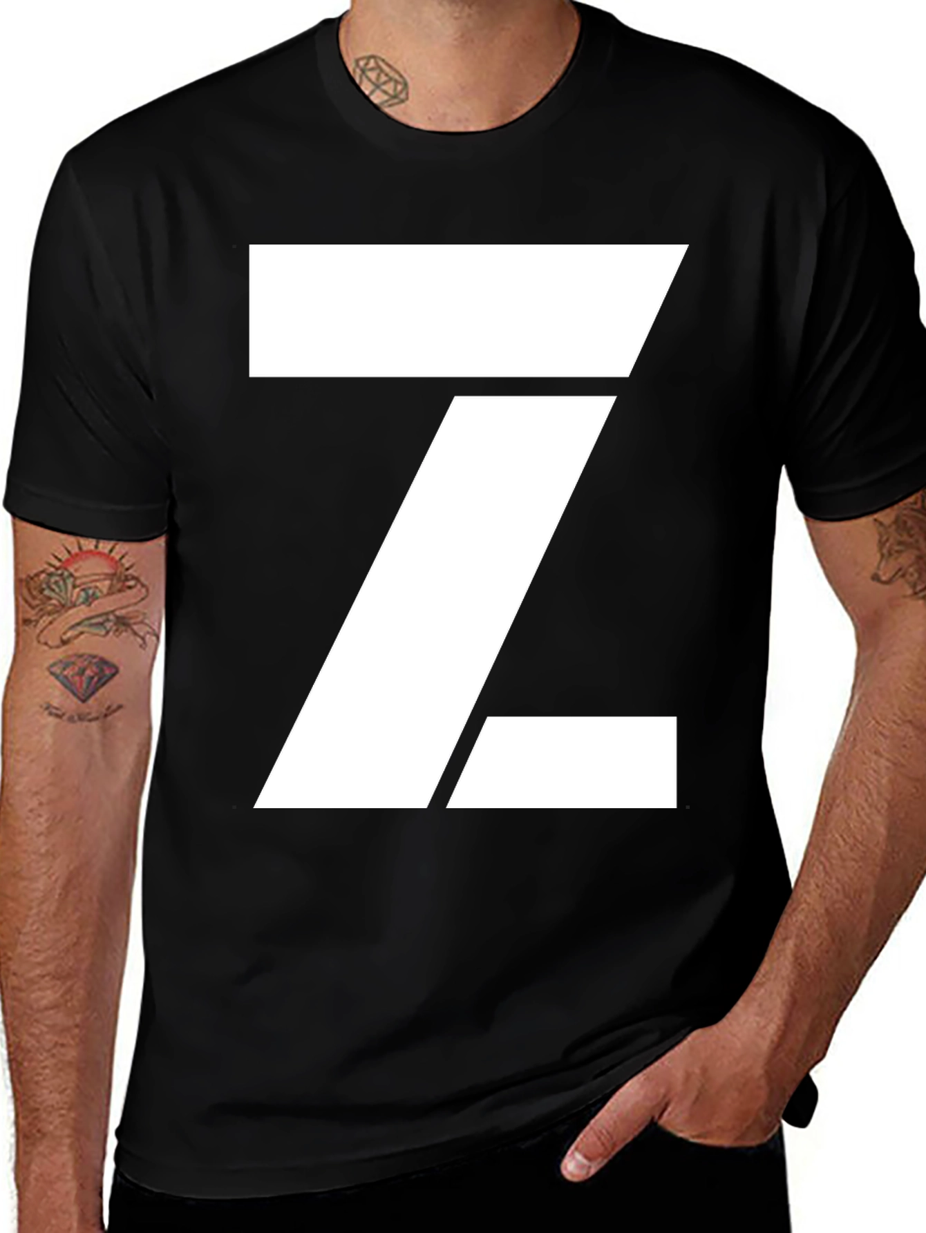 Modern Letter Z Graphic Tee - Stylish Black T-Shirt