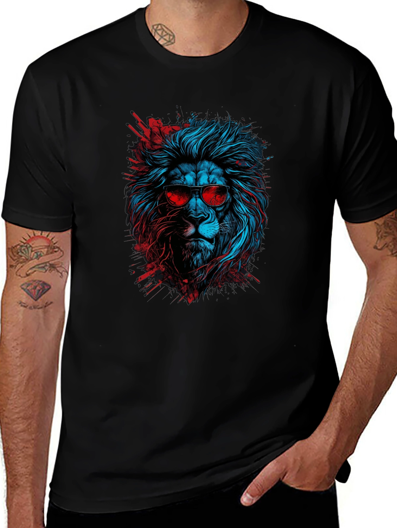 Variant 7 of Cool Lion Graphic Tee - Black