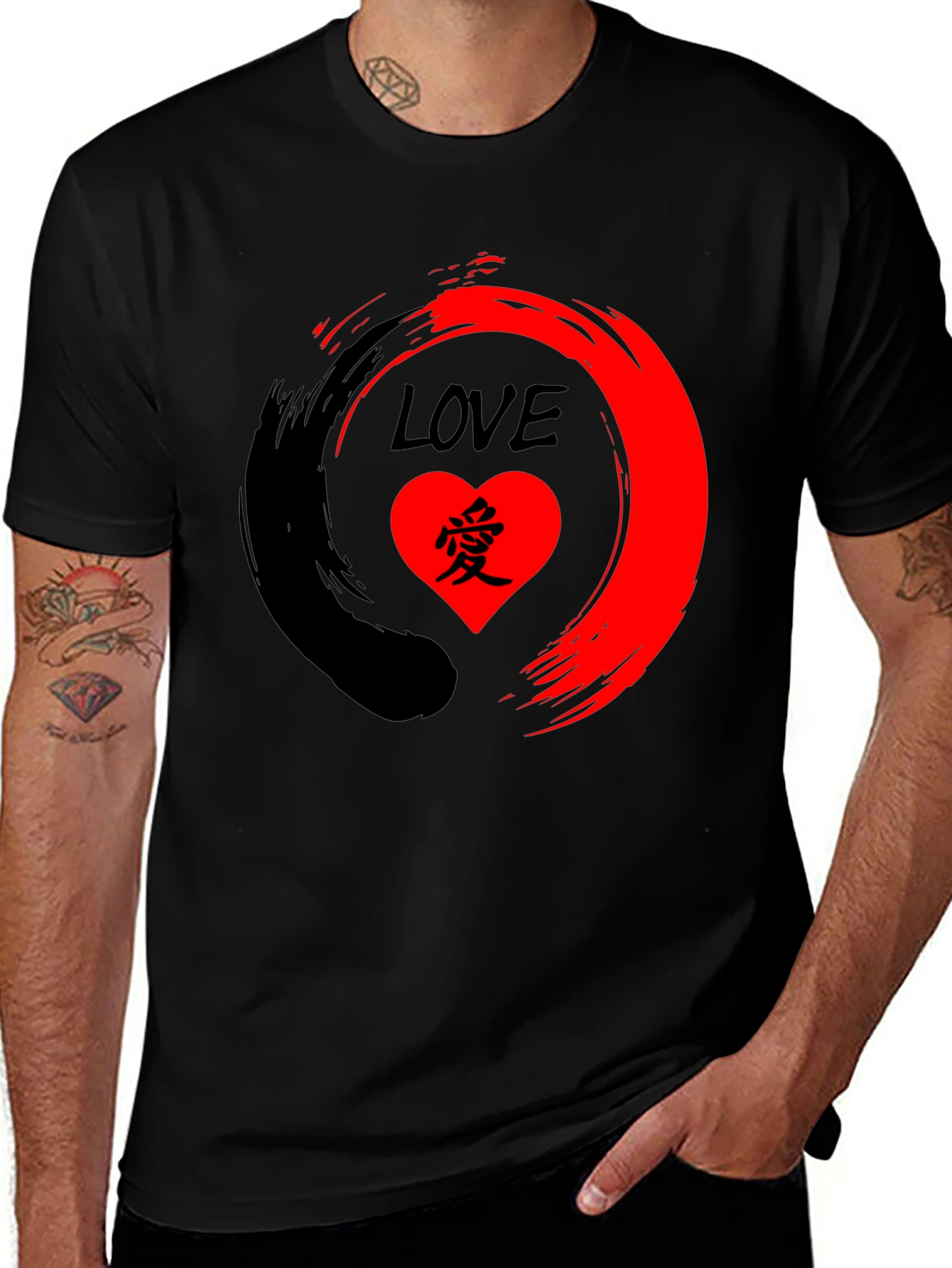 Variant 24 of Love in Zen Circle Graphic Tee - Stylish Black T-Shirt