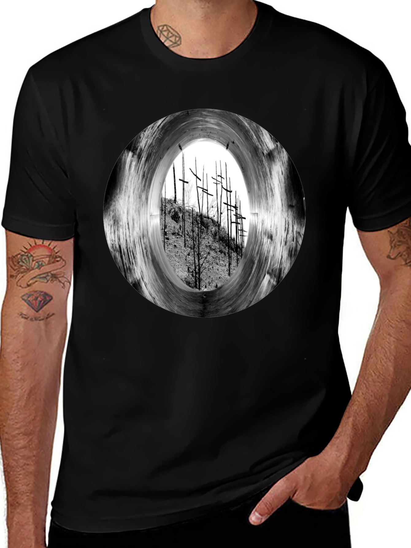 Variant 3 of Black T-Shirt with Crosses Graphic