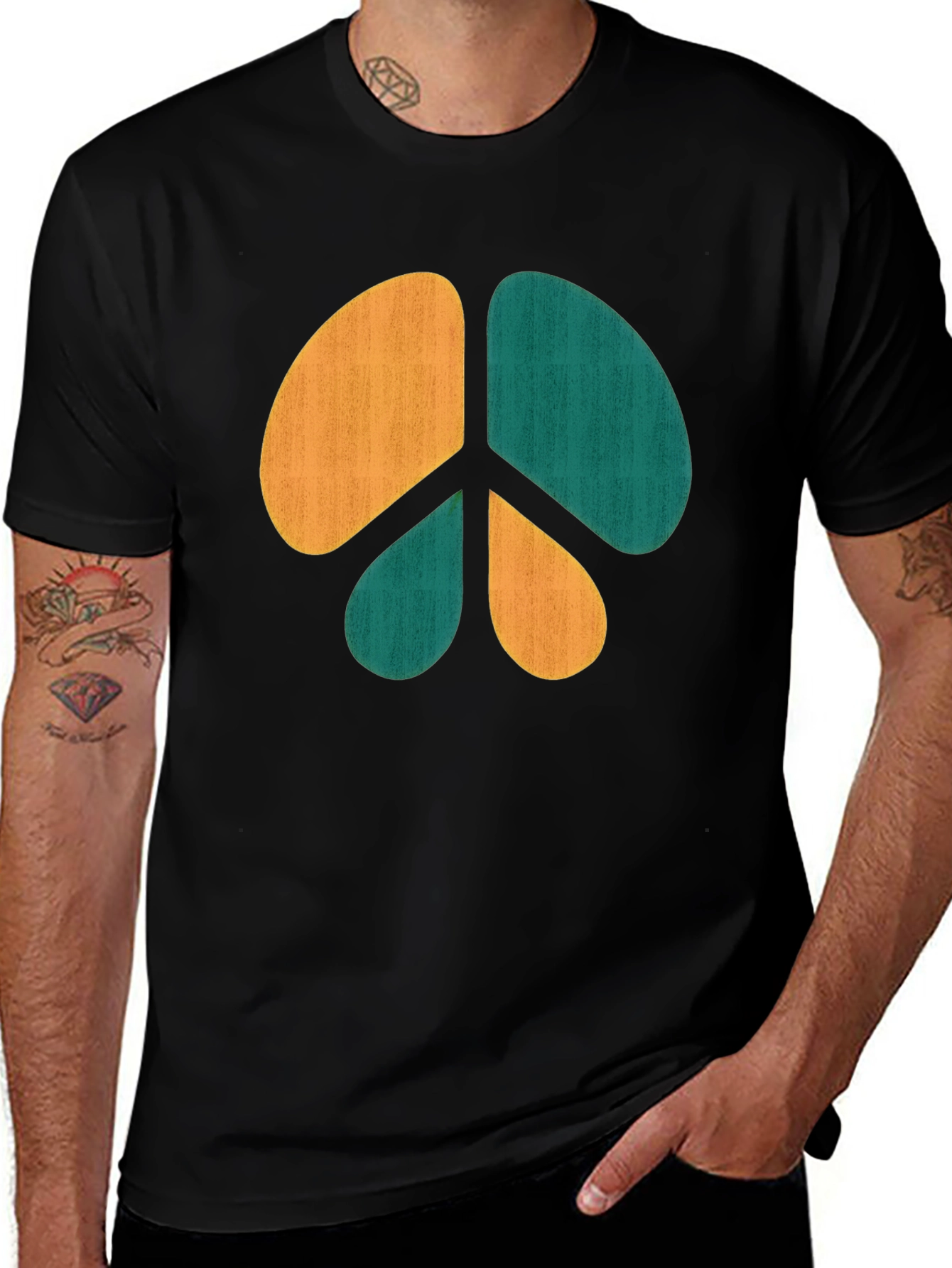 Variant 14 of Retro Peace Sign Graphic Tee - Casual Comfort