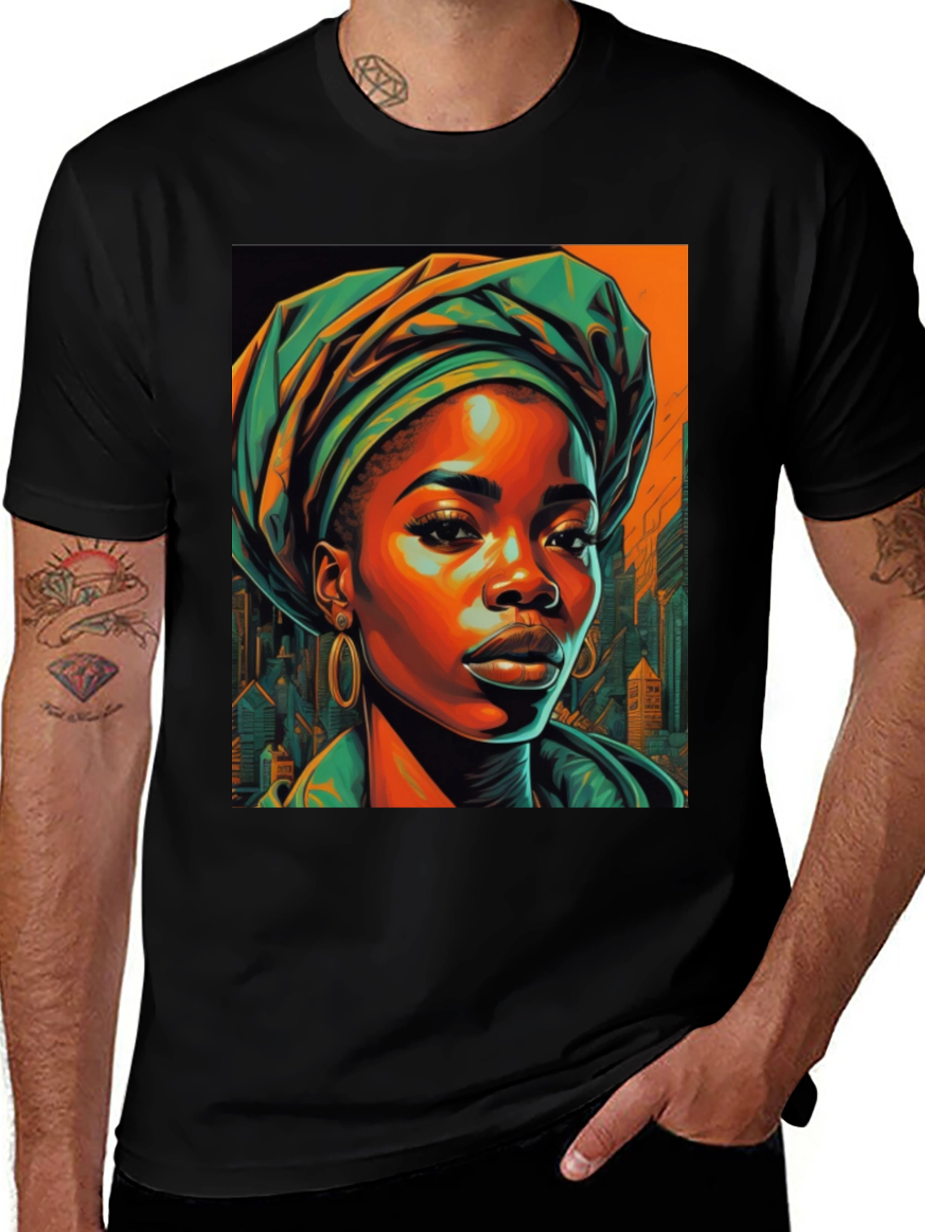 Variant 22 of Vibrant African Woman Graphic Tee - Stylish & Unique